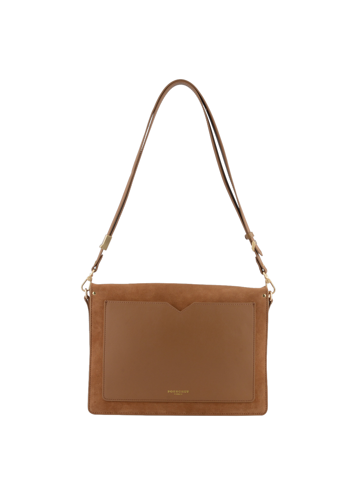 Anjou Daim | Sac porté épaule MM en suede / cuir Marron