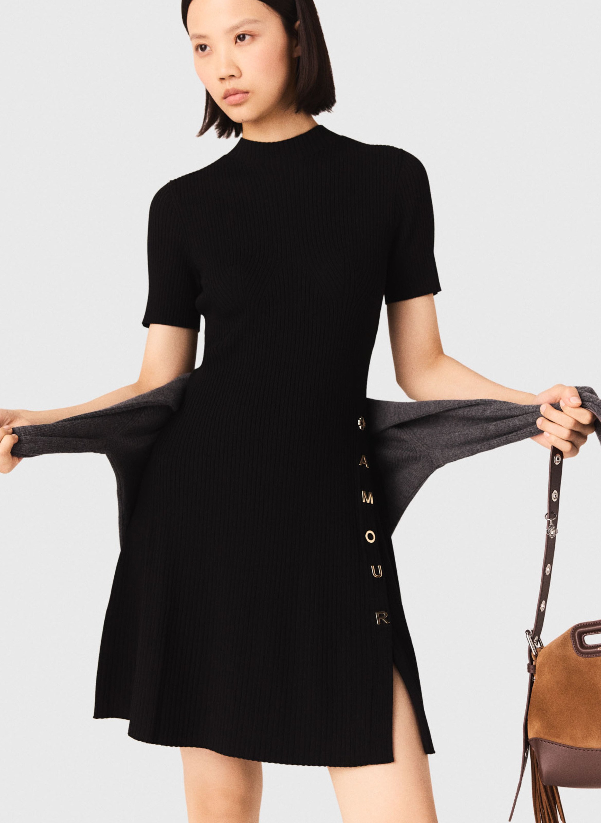 Robe courte col montant MAJE Noir