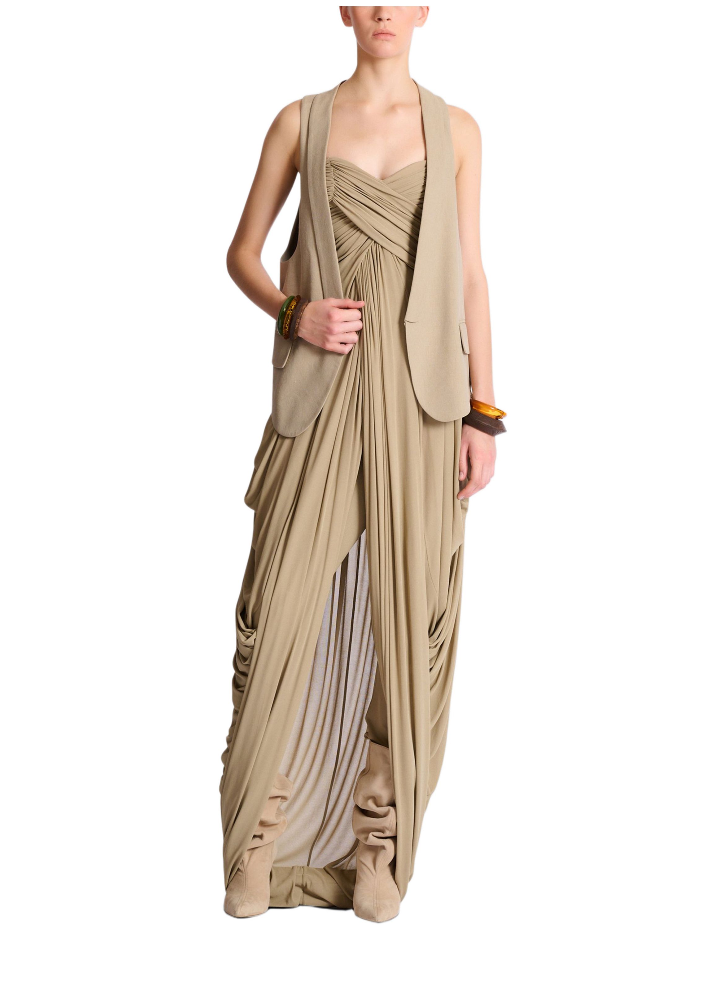Veston asymétrique en gabardine de coton BALMAIN Beige