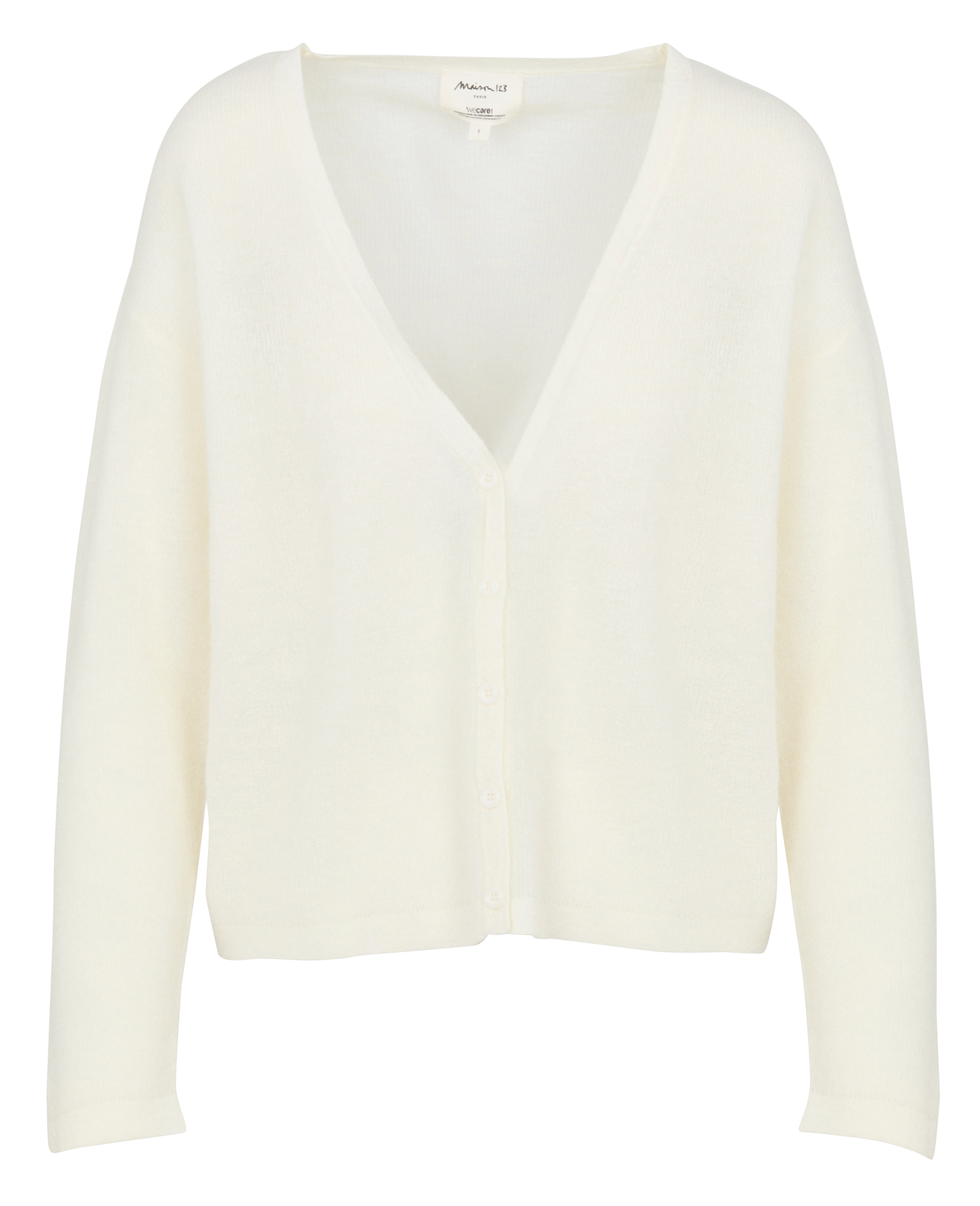 Gilet droit col v en maille paolo MAISON 123 Blanc