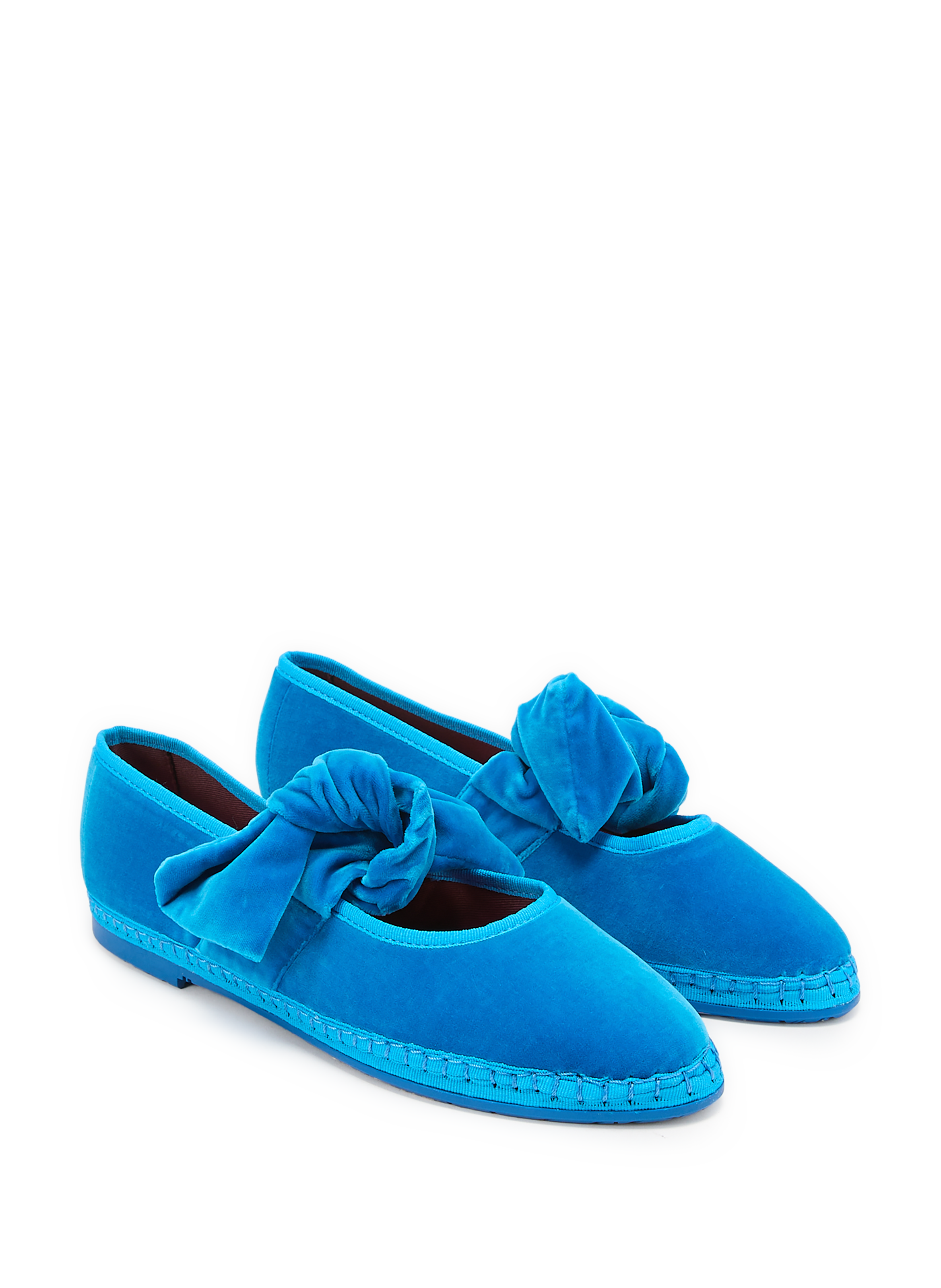 Velvet ballet flats in blended cotton FLABELUS Blue