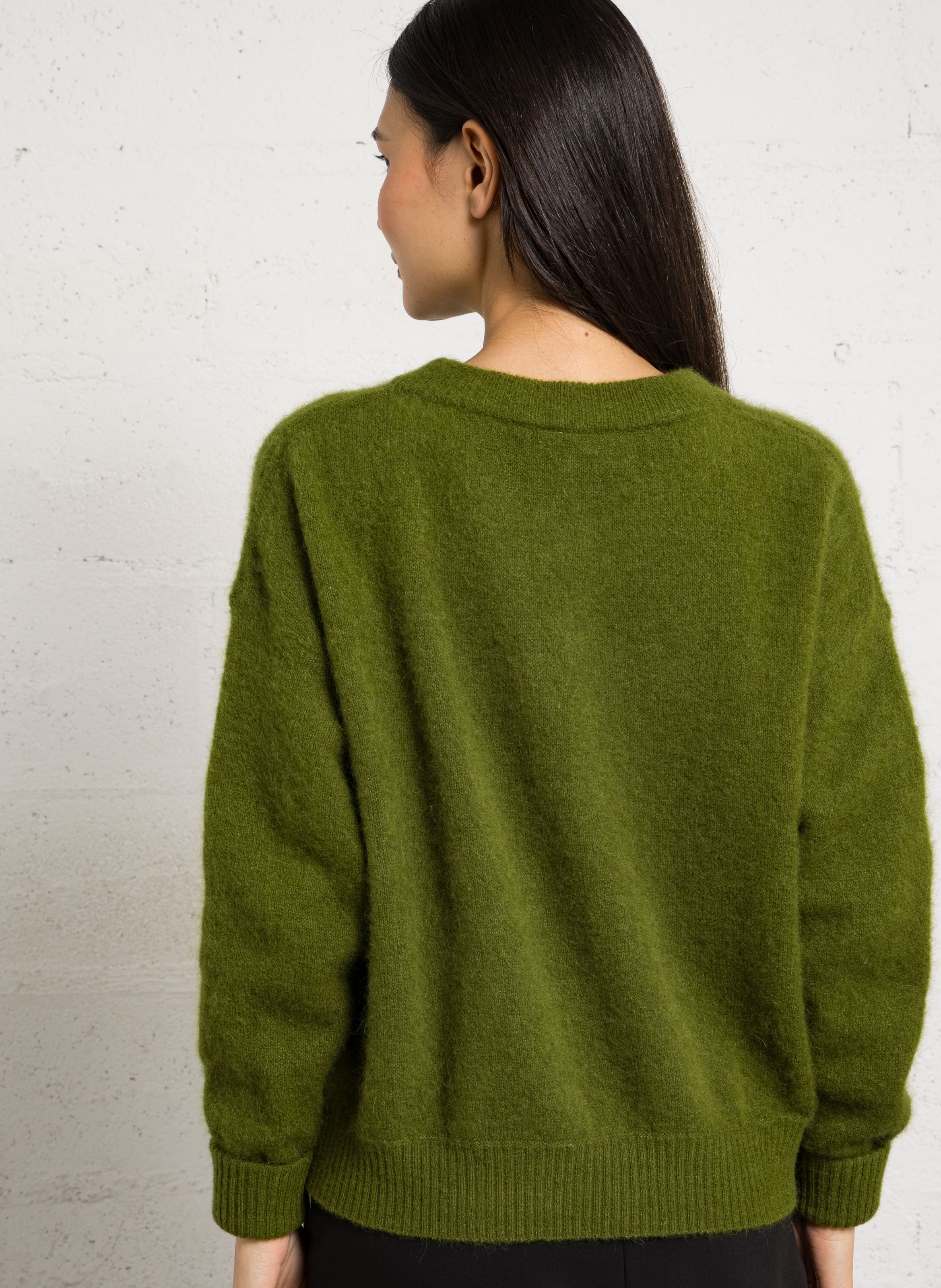 Pull ample col rond en laine mélangée vitow AMERICAN VINTAGE Vert