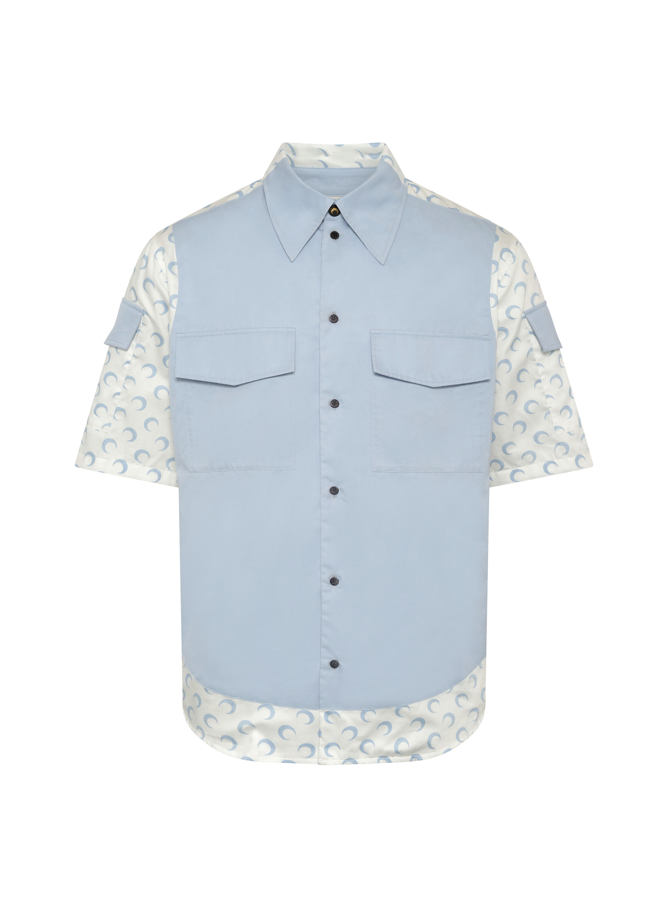 Chemise moon deadstock en popeline contrastée MARINE SERRE Blanc