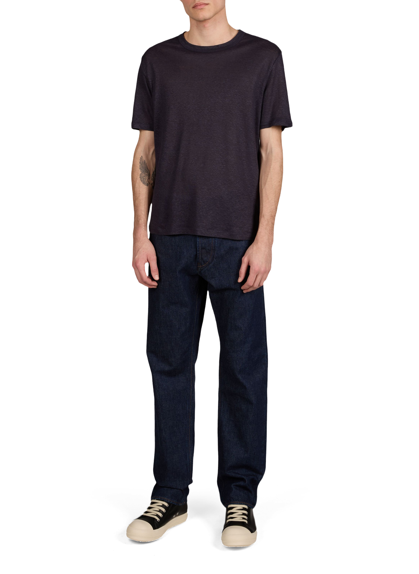 T-shirt uni à col rond en lin OFFICINE GENERALE No Color