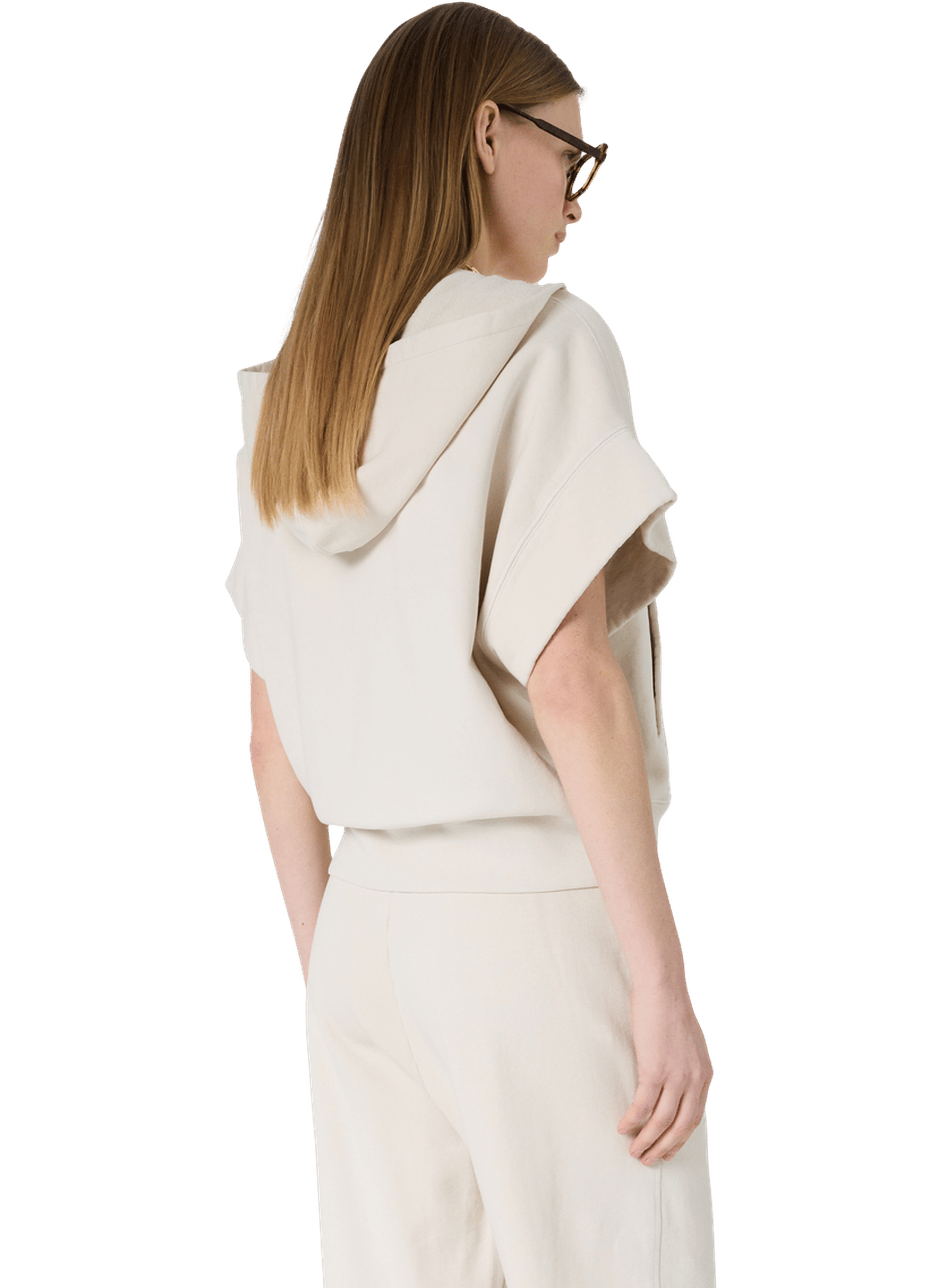 Sweat oversize à manches courtes et capuche - milene Beige