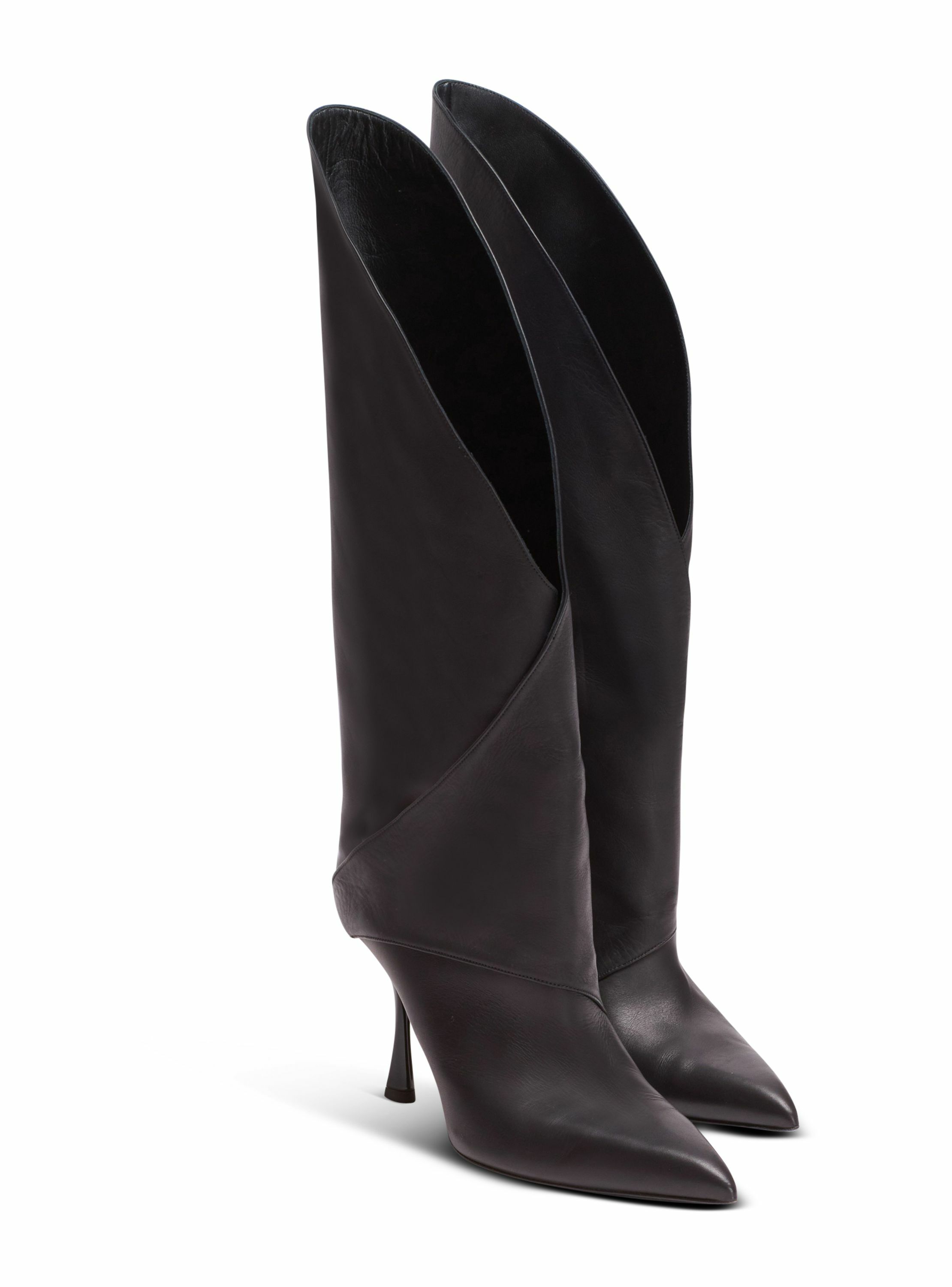 Bottes à talons twist en cuir BALMAIN Noir