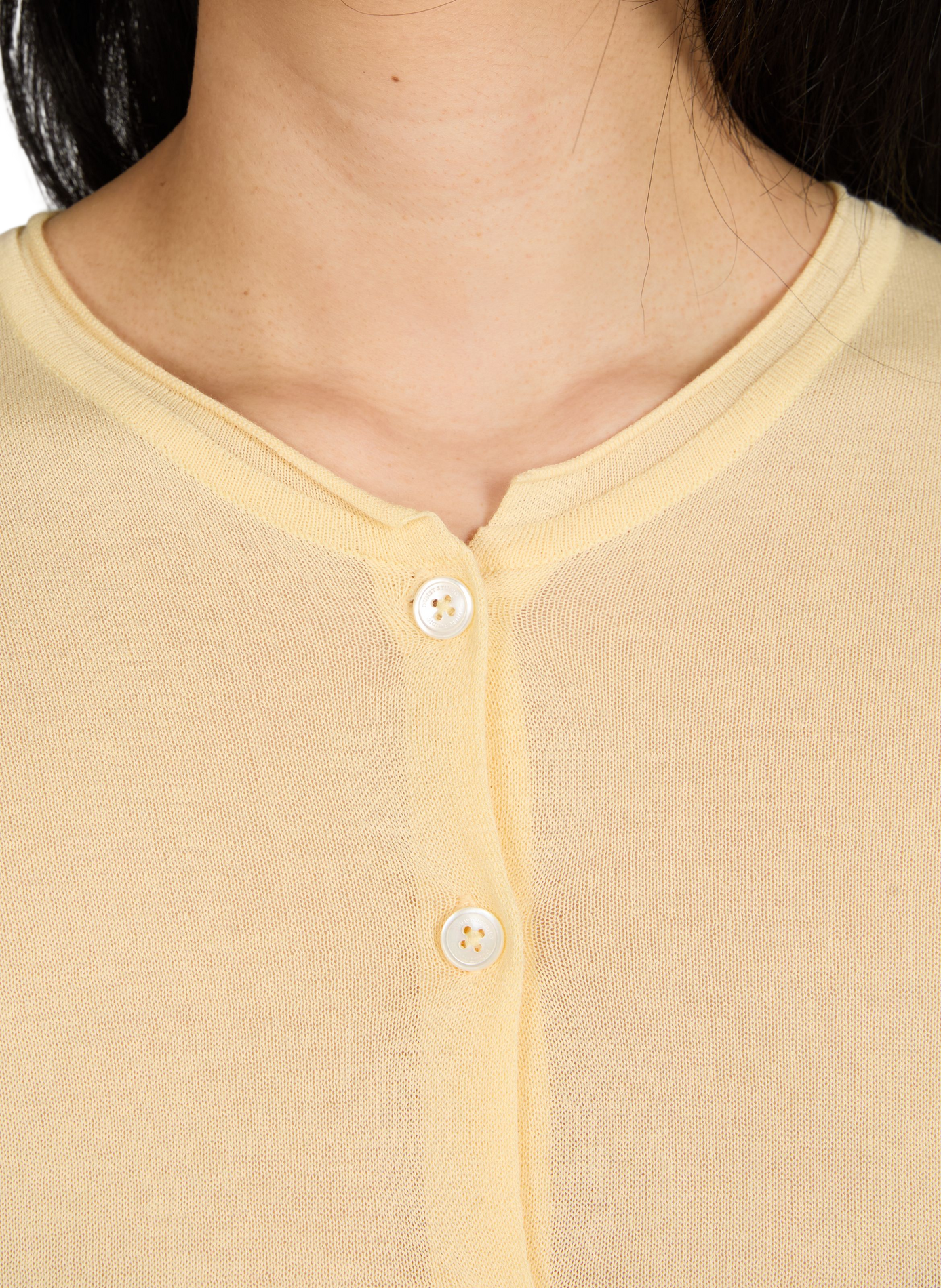 Transparent round-neck cardigan in blended cotton DUNST Yellow