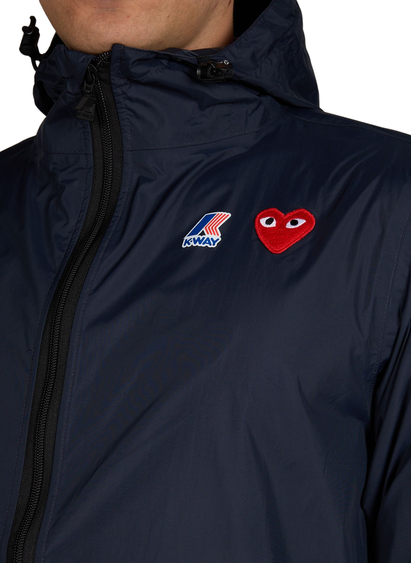 Waterproof hooded jacket COMME DES GARCONS PLAY Blue
