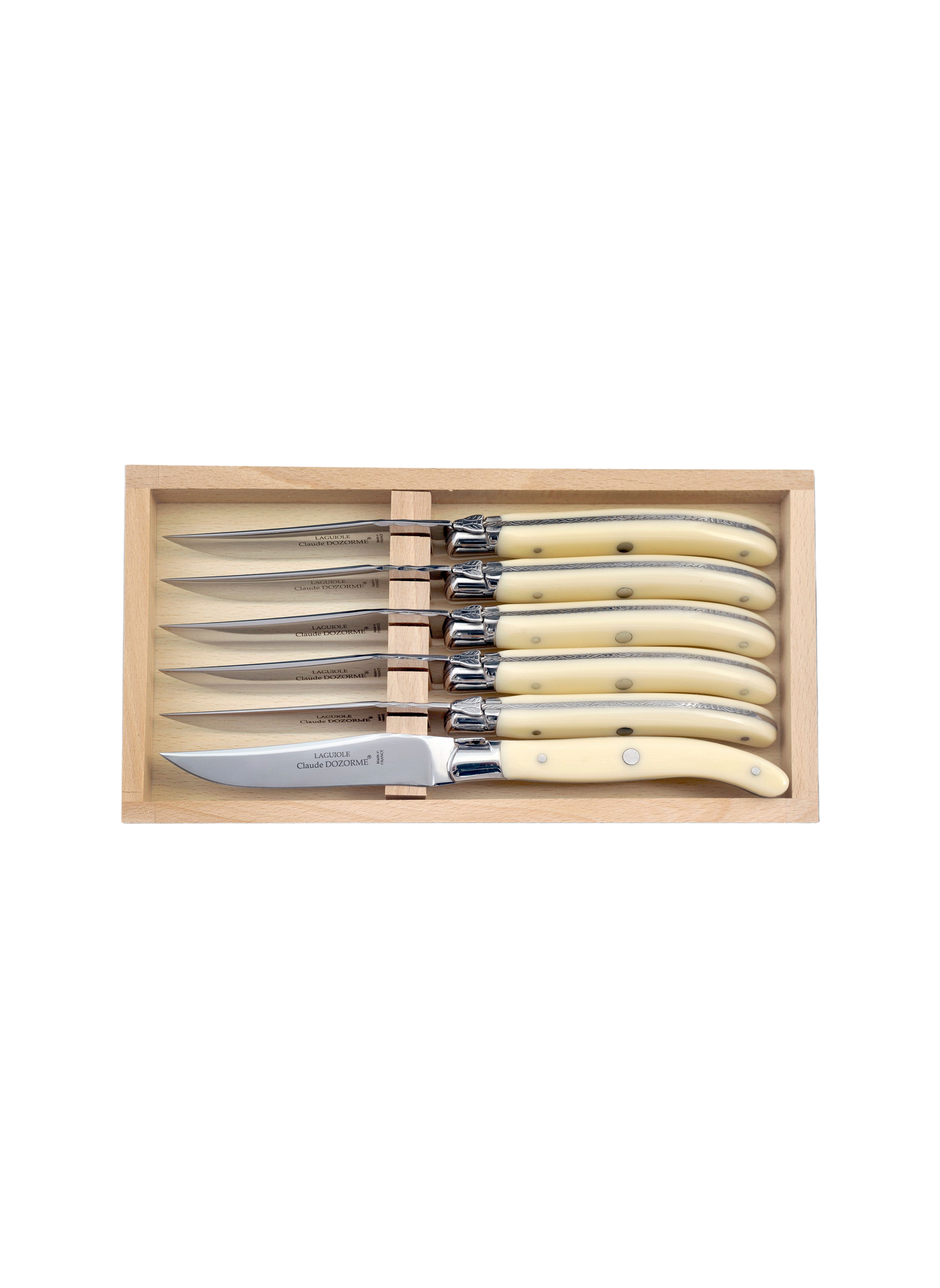Set of 6 Laguiole knives DOZORME Beige