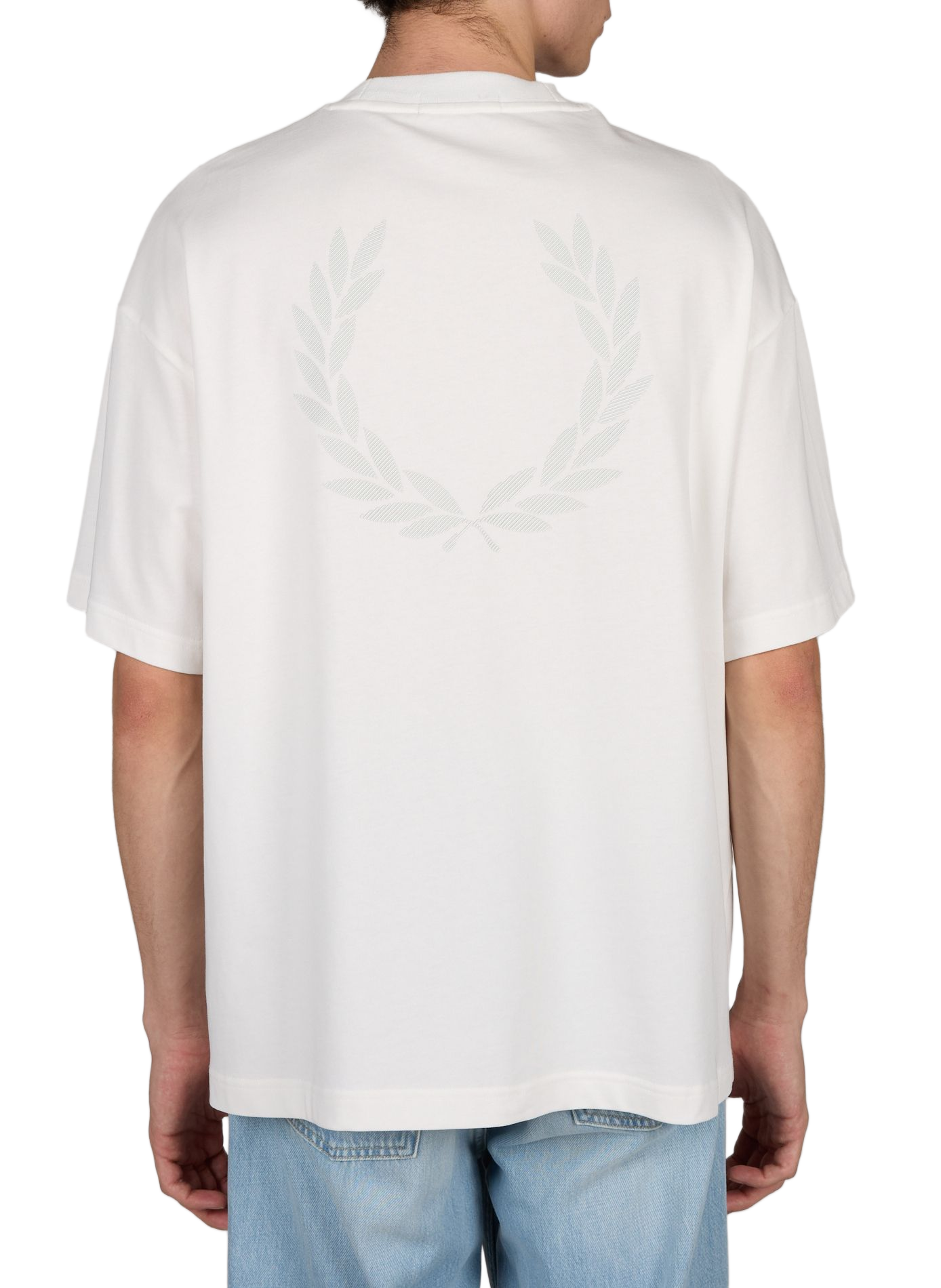 Oversized t-shirt with cotton back print FRED PERRY White