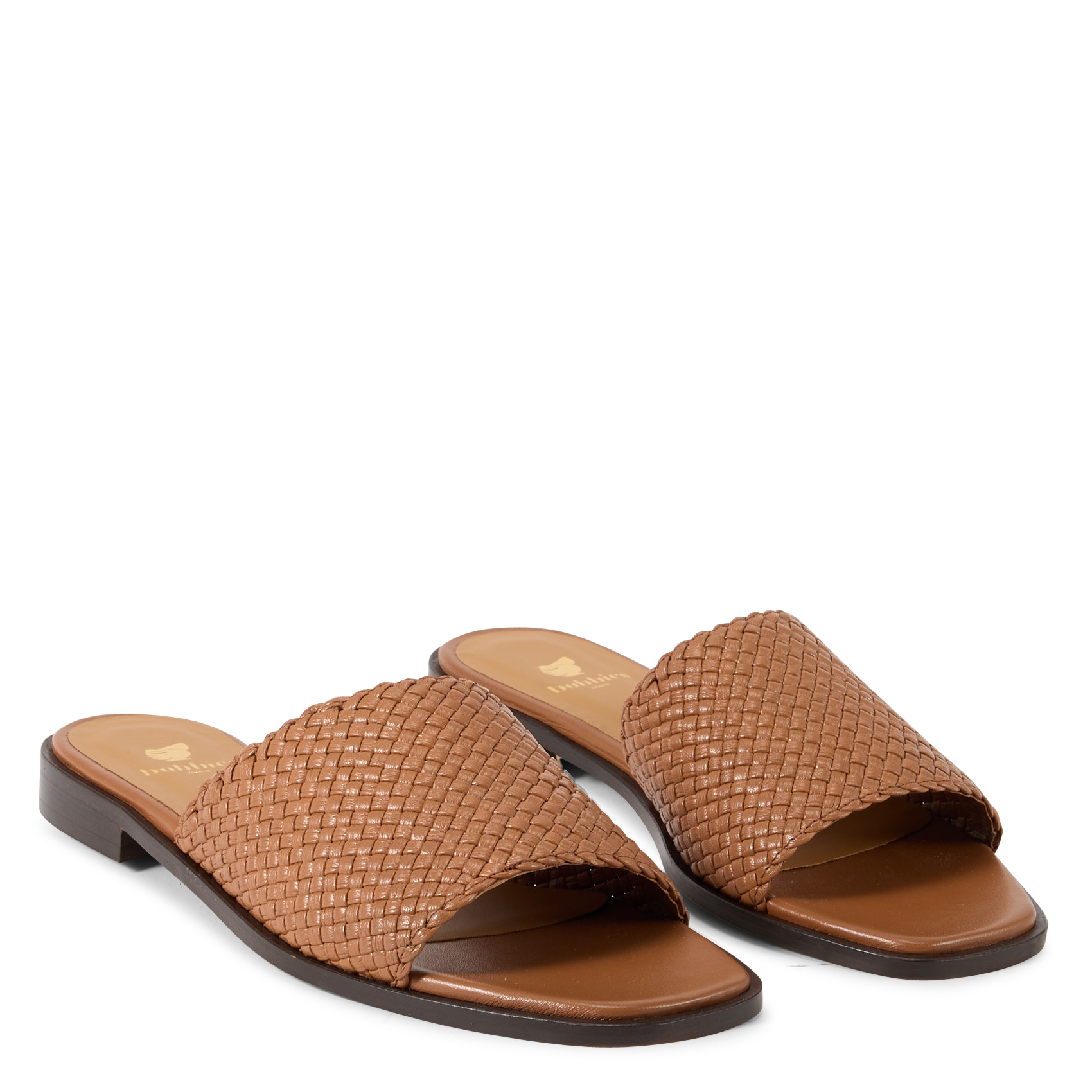 Mules tressées en cuir praia BOBBIES Marron