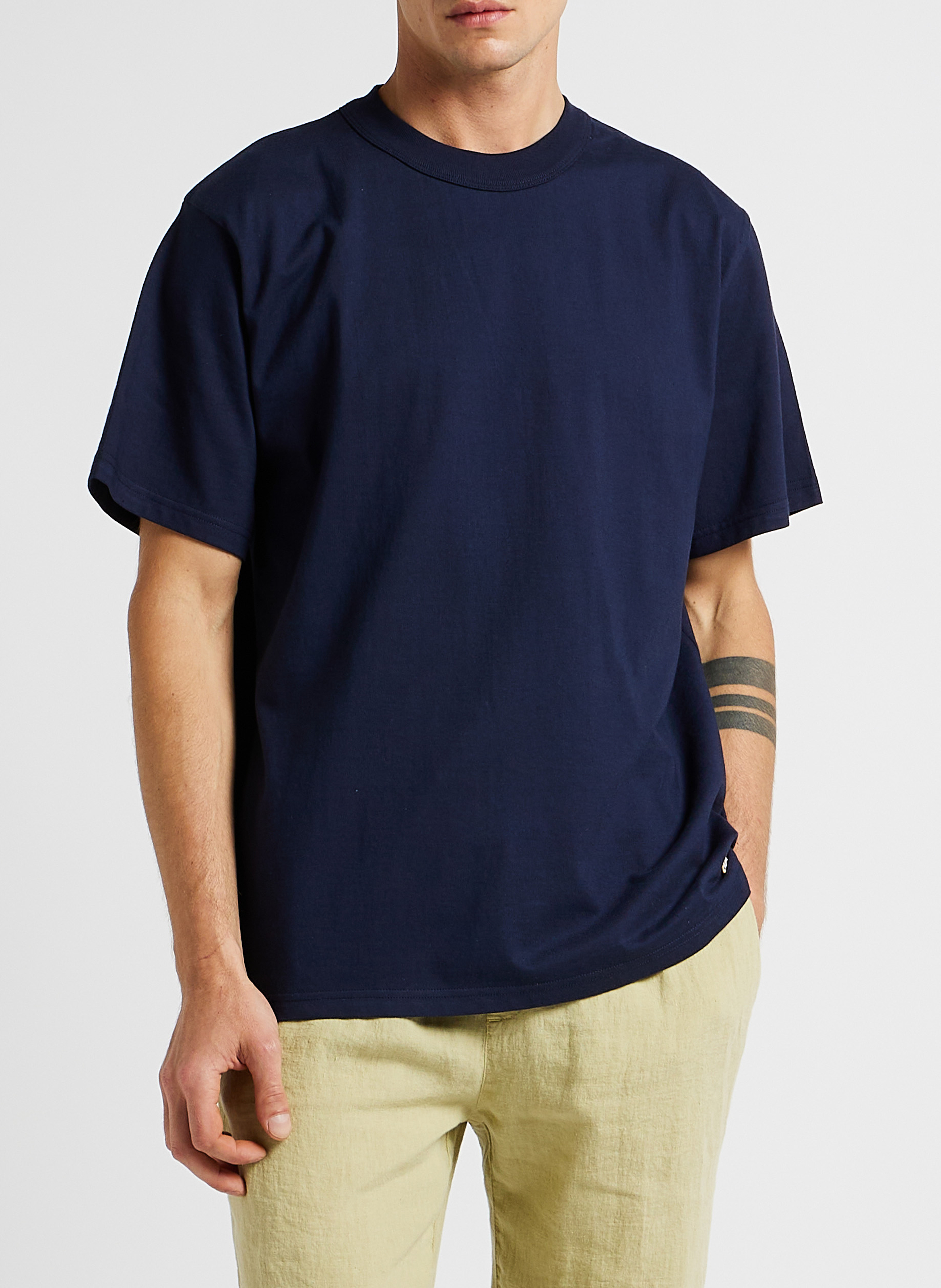 Rechte T-shirt met ronde hals van biologisch katoen Callac ARMOR-LUX Blauw