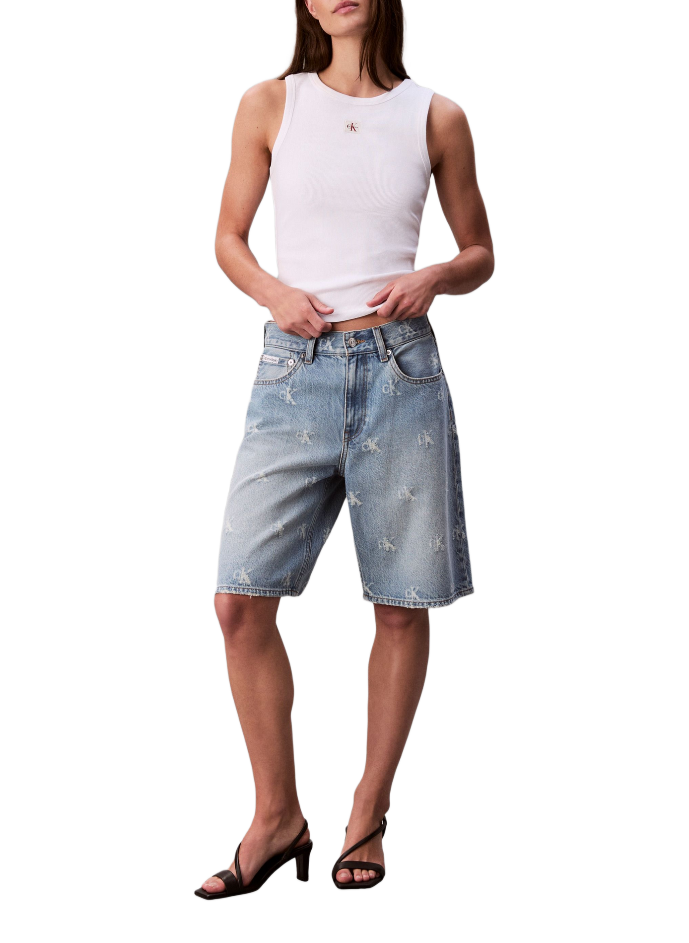 Débardeur en coton côtelé CALVIN KLEIN Blanc