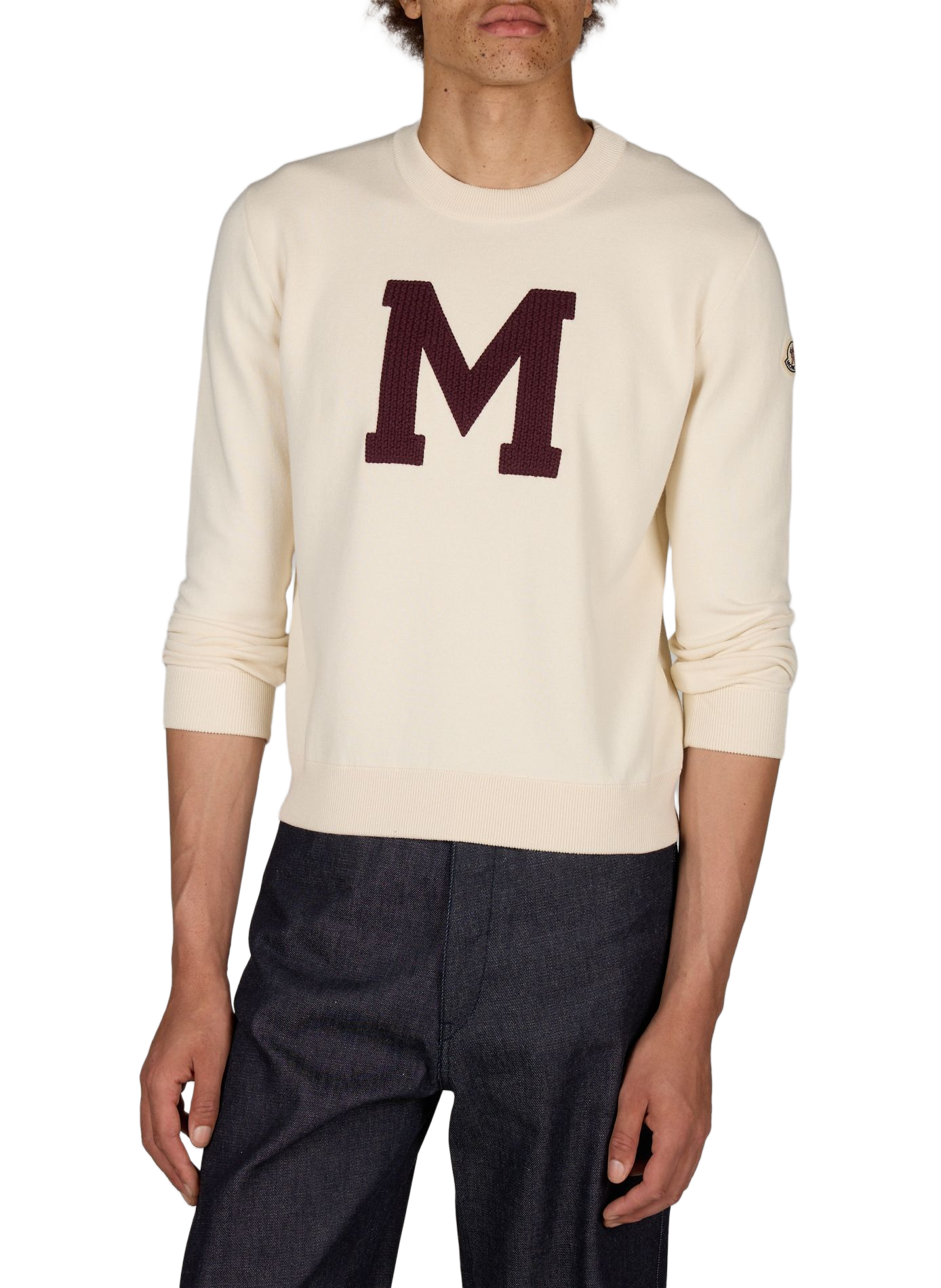 Gerader Pullover mit Logo aus Baumwollmischung MONCLER Weiss