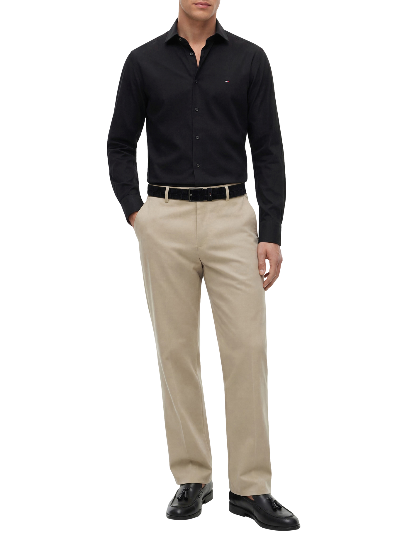 Chemise droite en coton organique TOMMY HILFIGER Noir