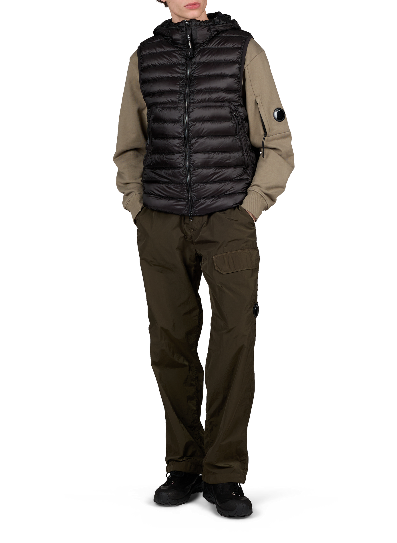Doudoune sans manches à capuche CP COMPANY Noir