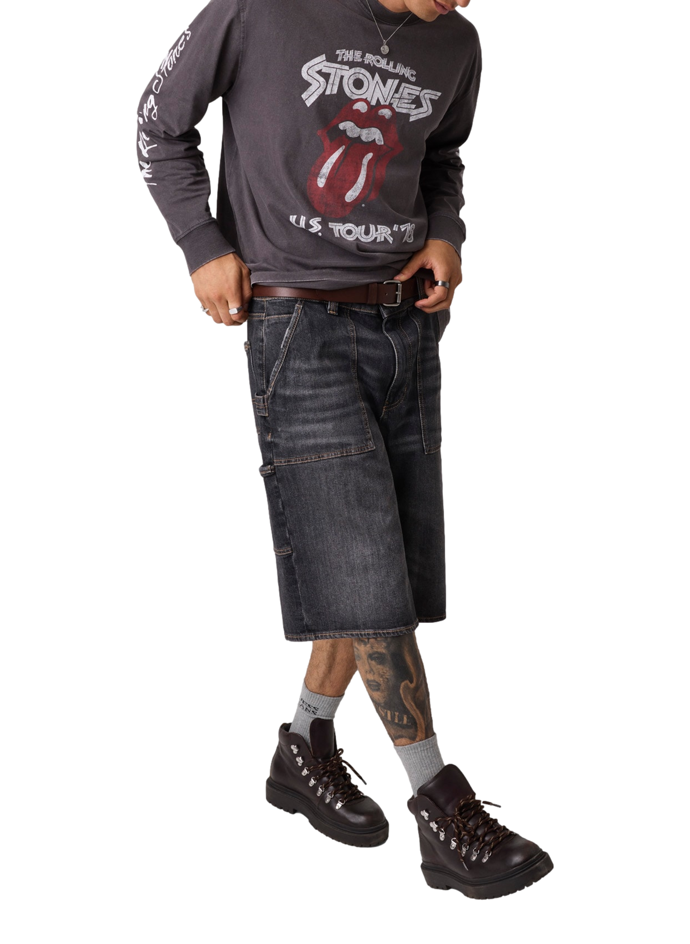 Oversized printed cotton crew-neck sweatshirt | Black GUESS Men