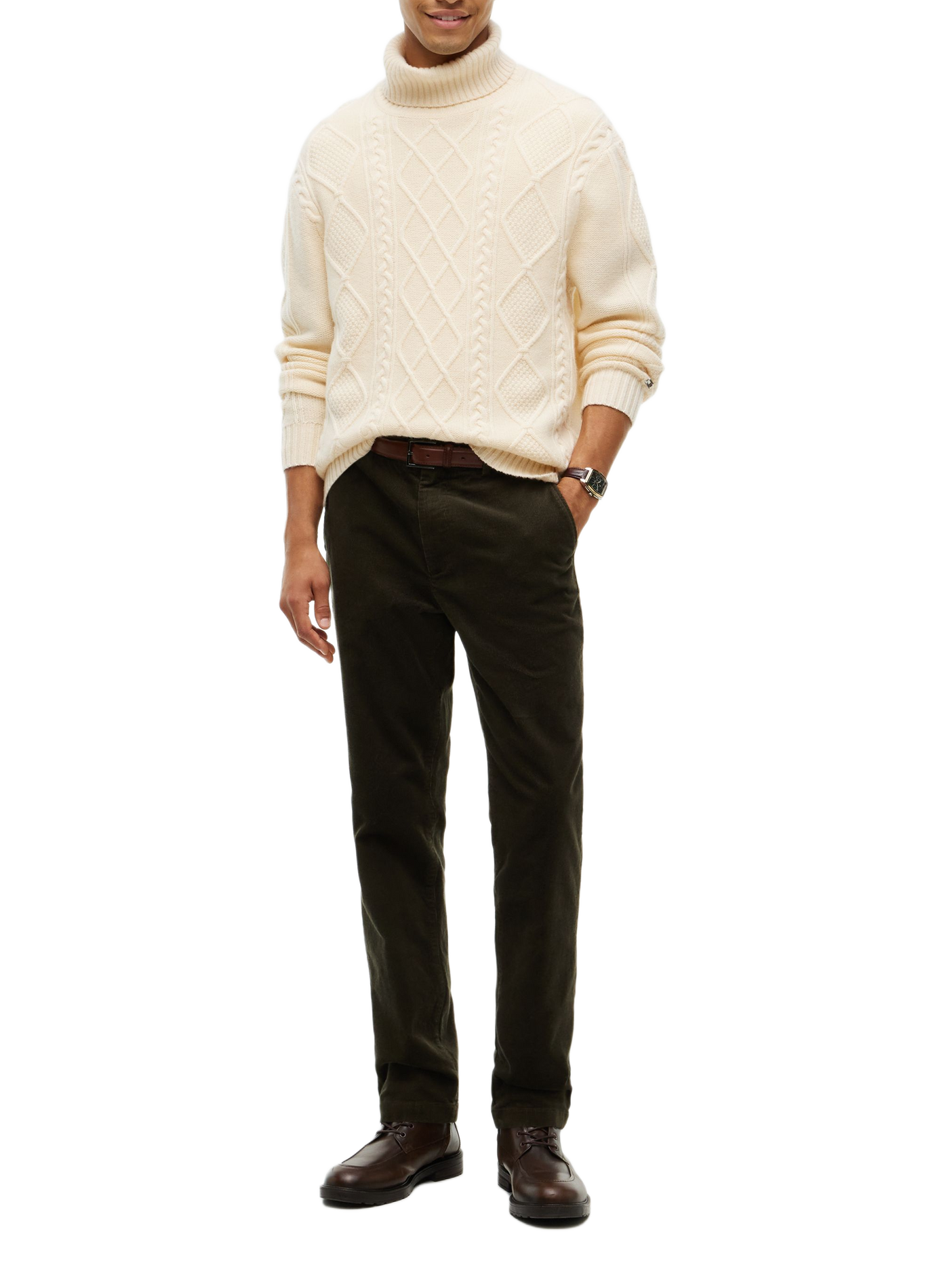 Pantalon droit en velours côtelé TOMMY HILFIGER Kaki