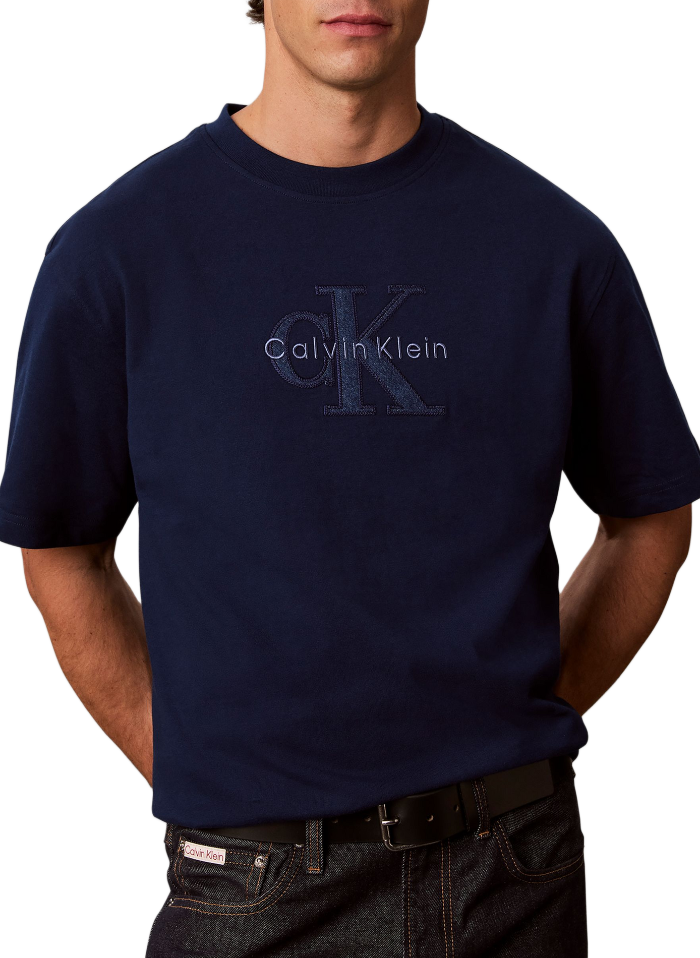 T-shirt manches courtes à logo en coton CALVIN KLEIN Blau