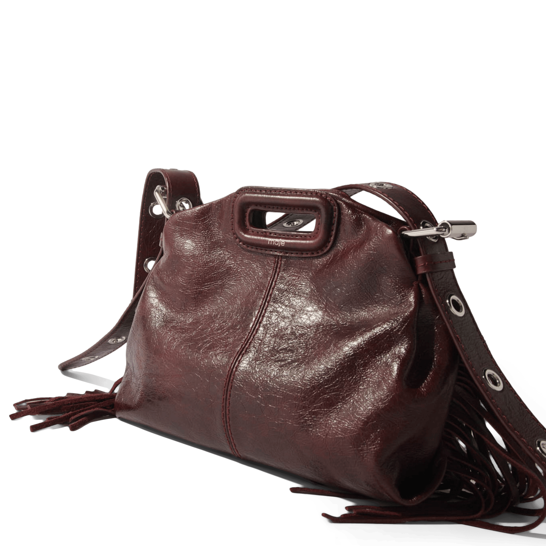 Sac porté épaule en cuir miss m mini MAJE Rouge