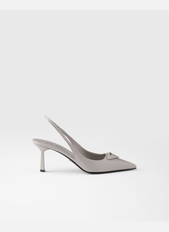 Escarpins à bride arrière en cuir brossé Gris by PRADA PRADA Escarpins à bride arrière en cuir brossé Gris