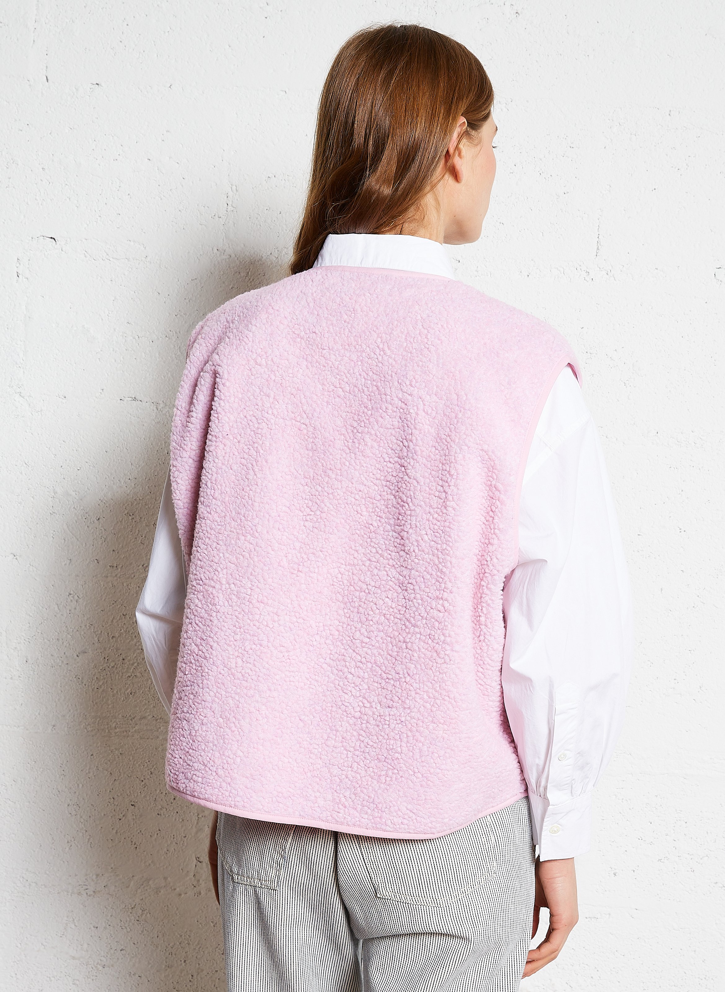 Gilet col rond molletonné sans manches hoktown AMERICAN VINTAGE Rose