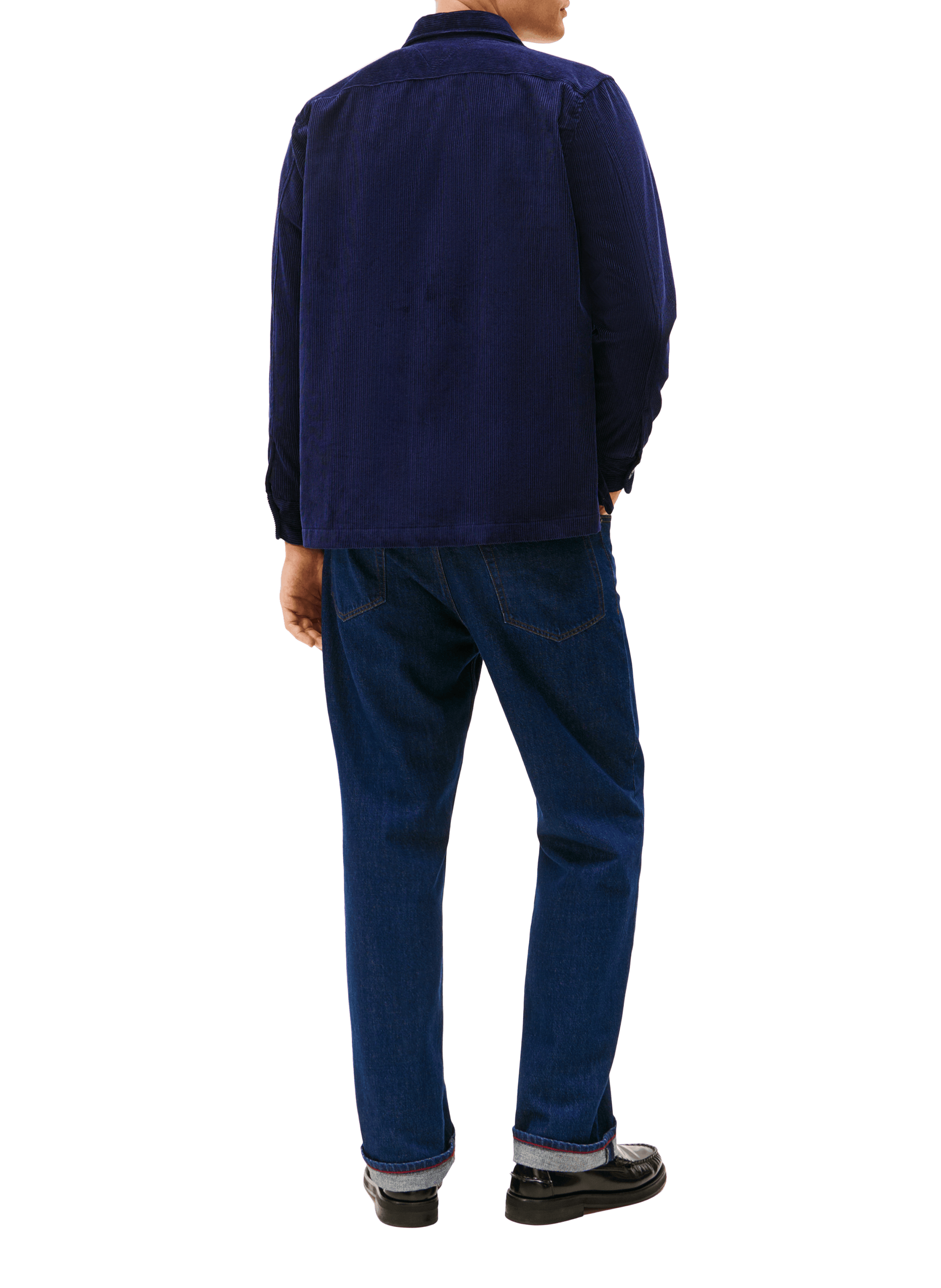 Chemise col classique manches contrastantes en coton Blue