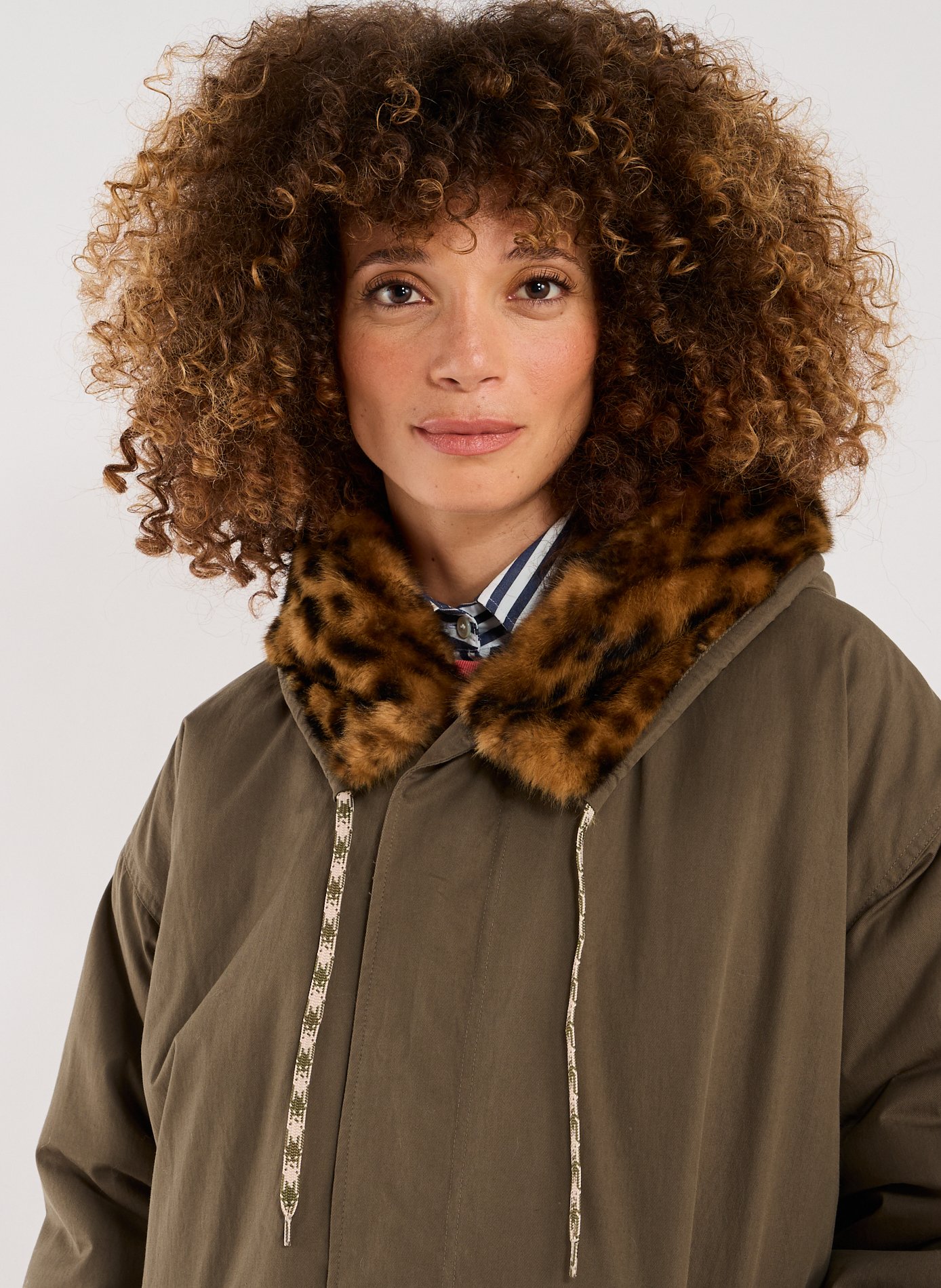 Manteau droit en coton mélangé BELLEROSE Marron