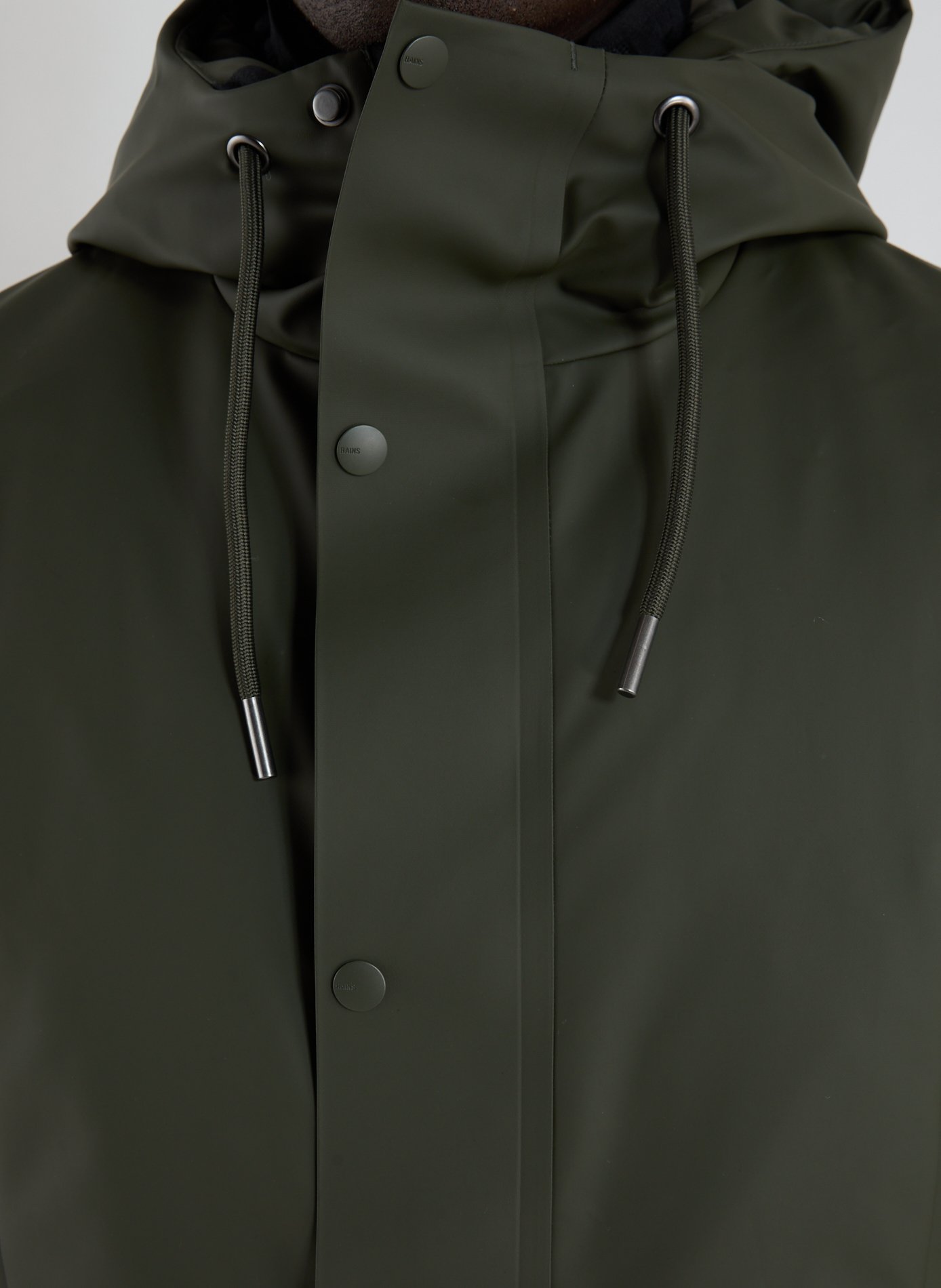 Mid-length hooded jacket RAINS Khaki