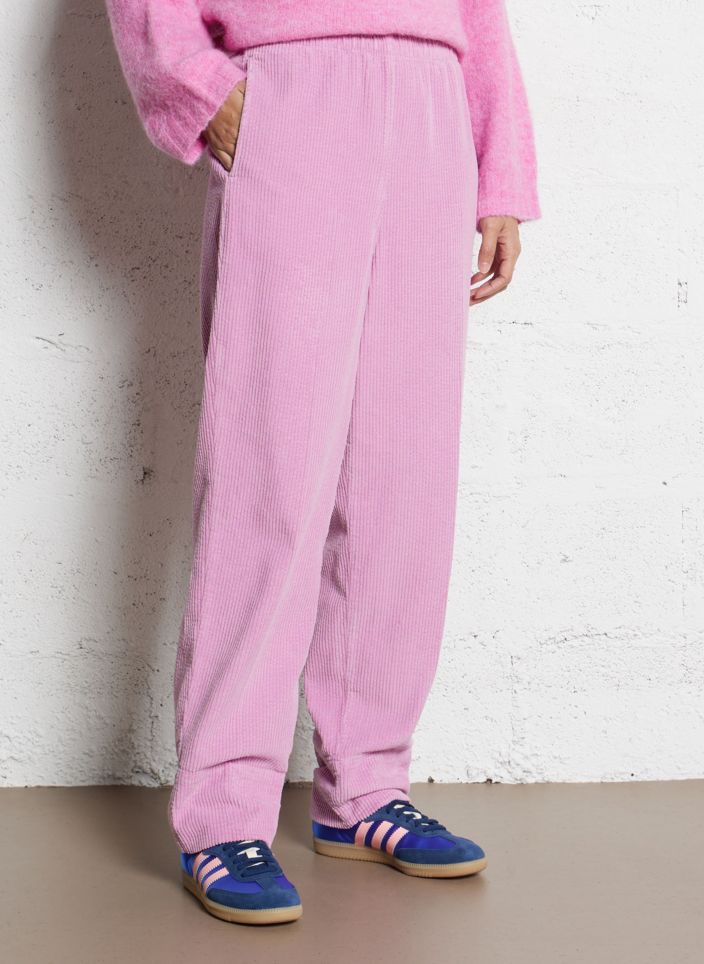 Pantalon droit en velours côtelé et en coton padow AMERICAN VINTAGE Rose