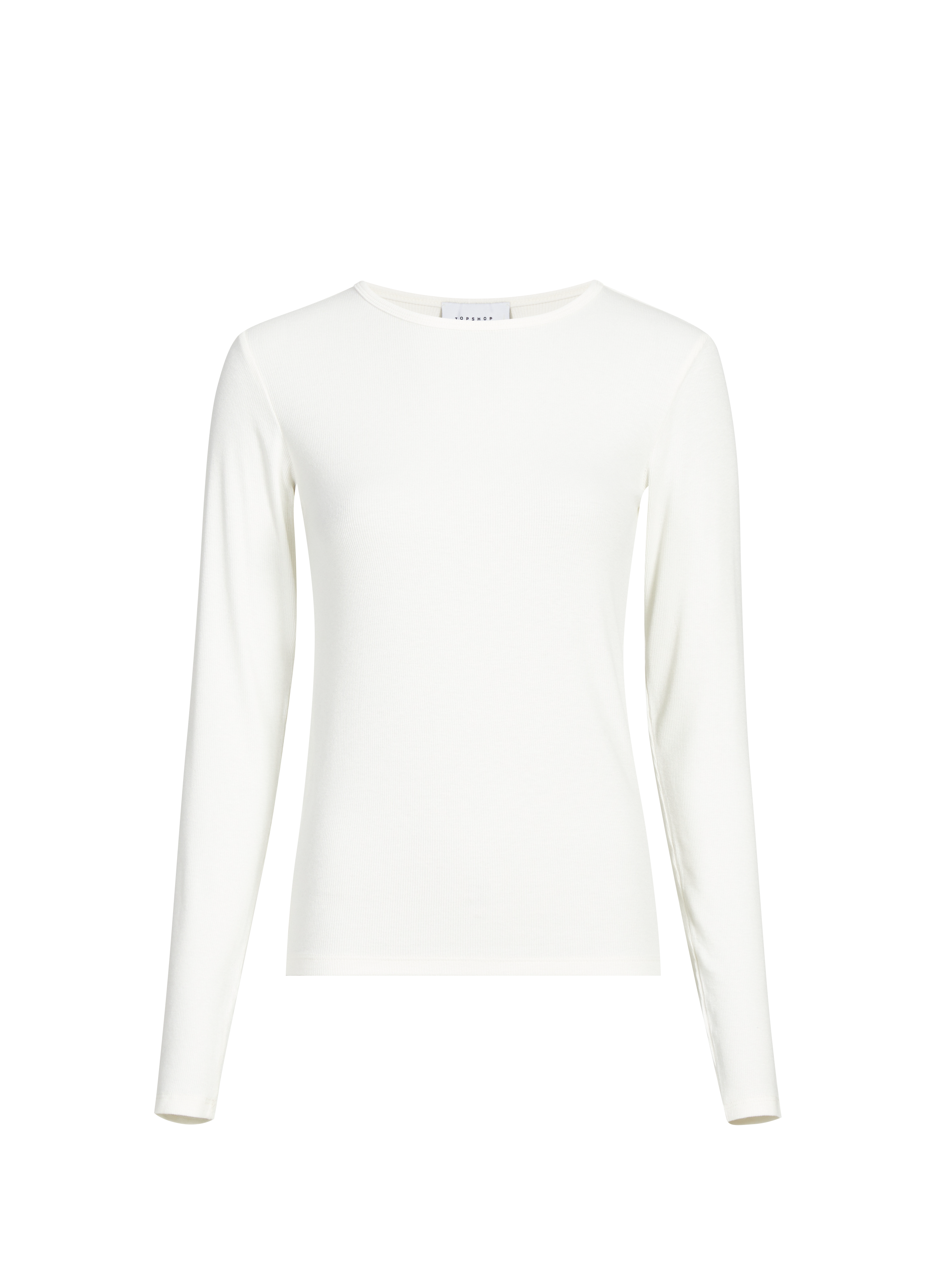 T-shirt col rond à manches longues TOPSHOP Blanc