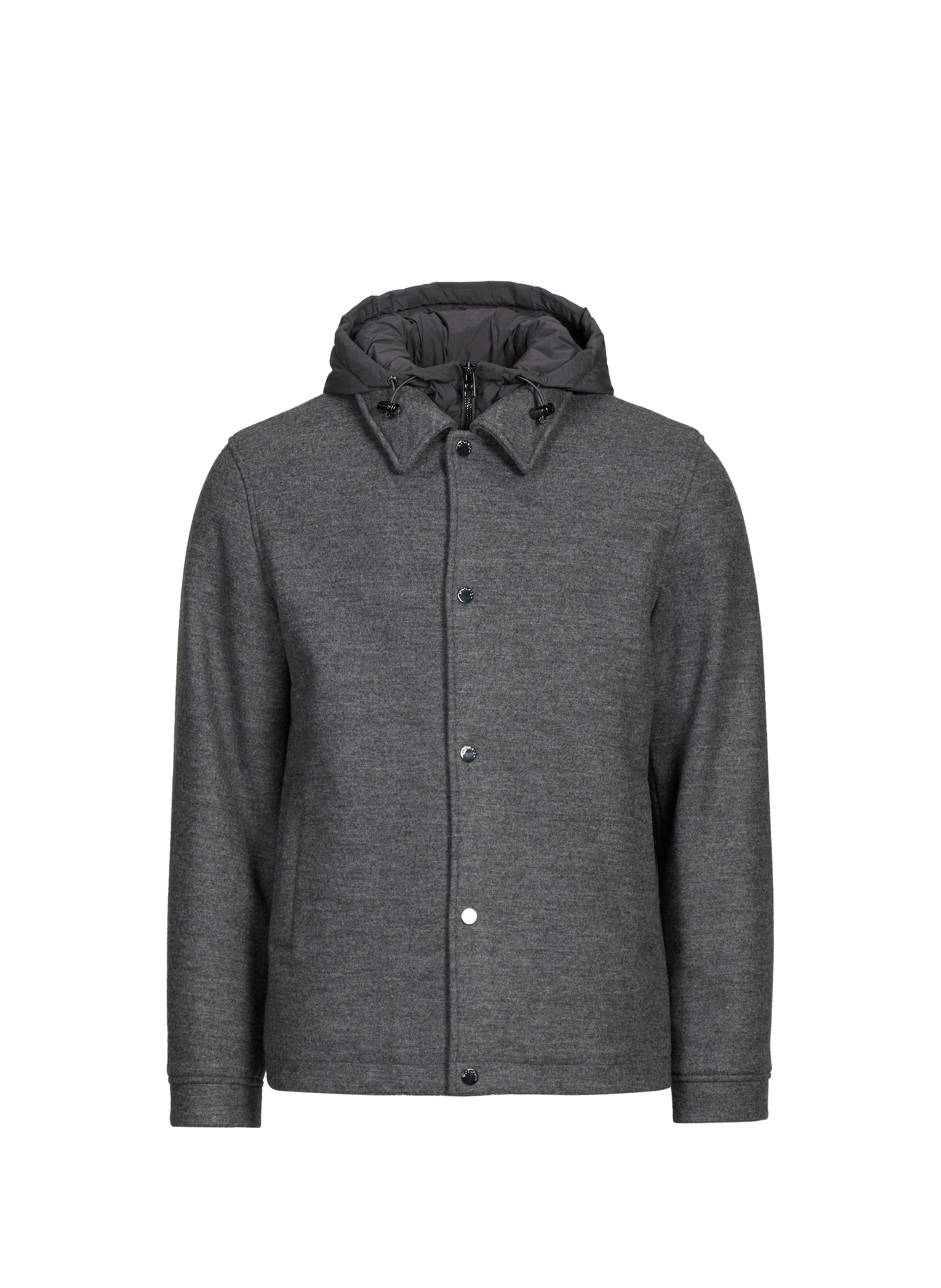 WOOLRICH Blouson à capuche en laine et coton mélangés Gris