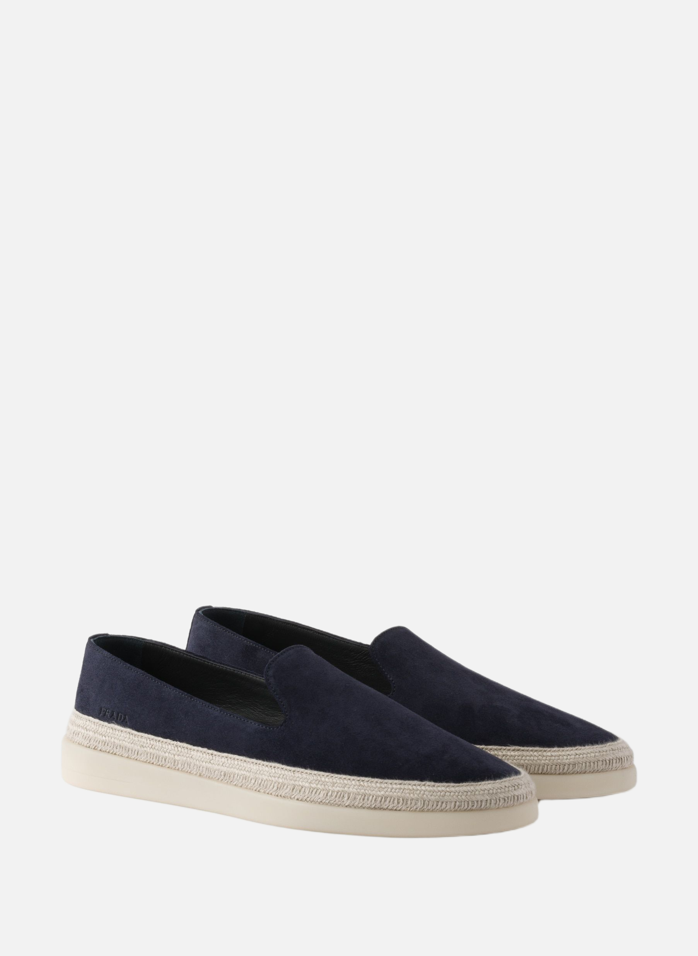 Mocassins en veau velours PRADA Bleu