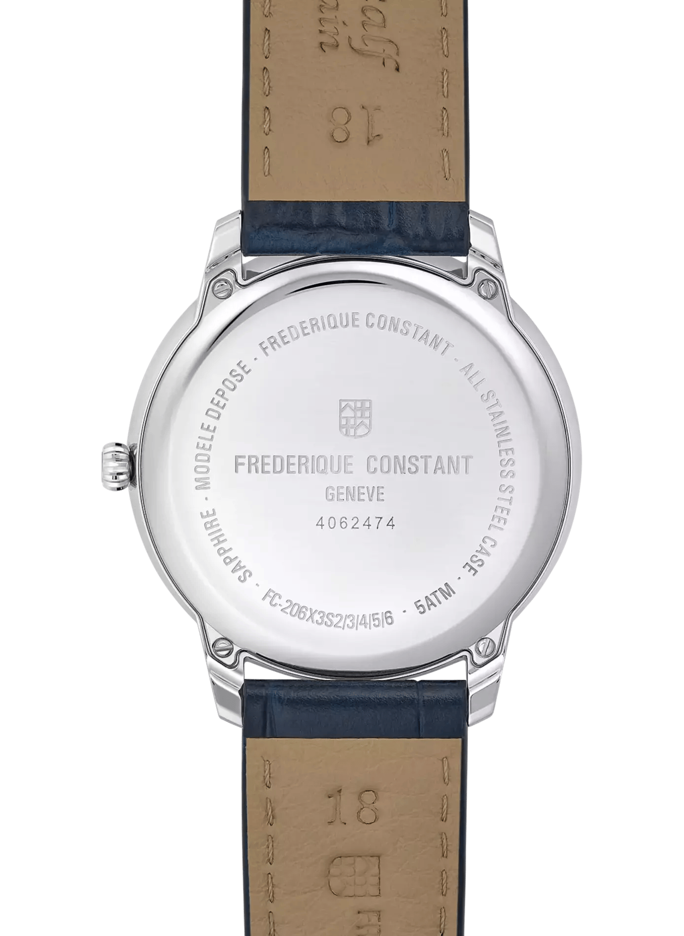 Montre quartz Moneta Moonphase bracelet cuir FREDERIQUE CONSTANT Noir