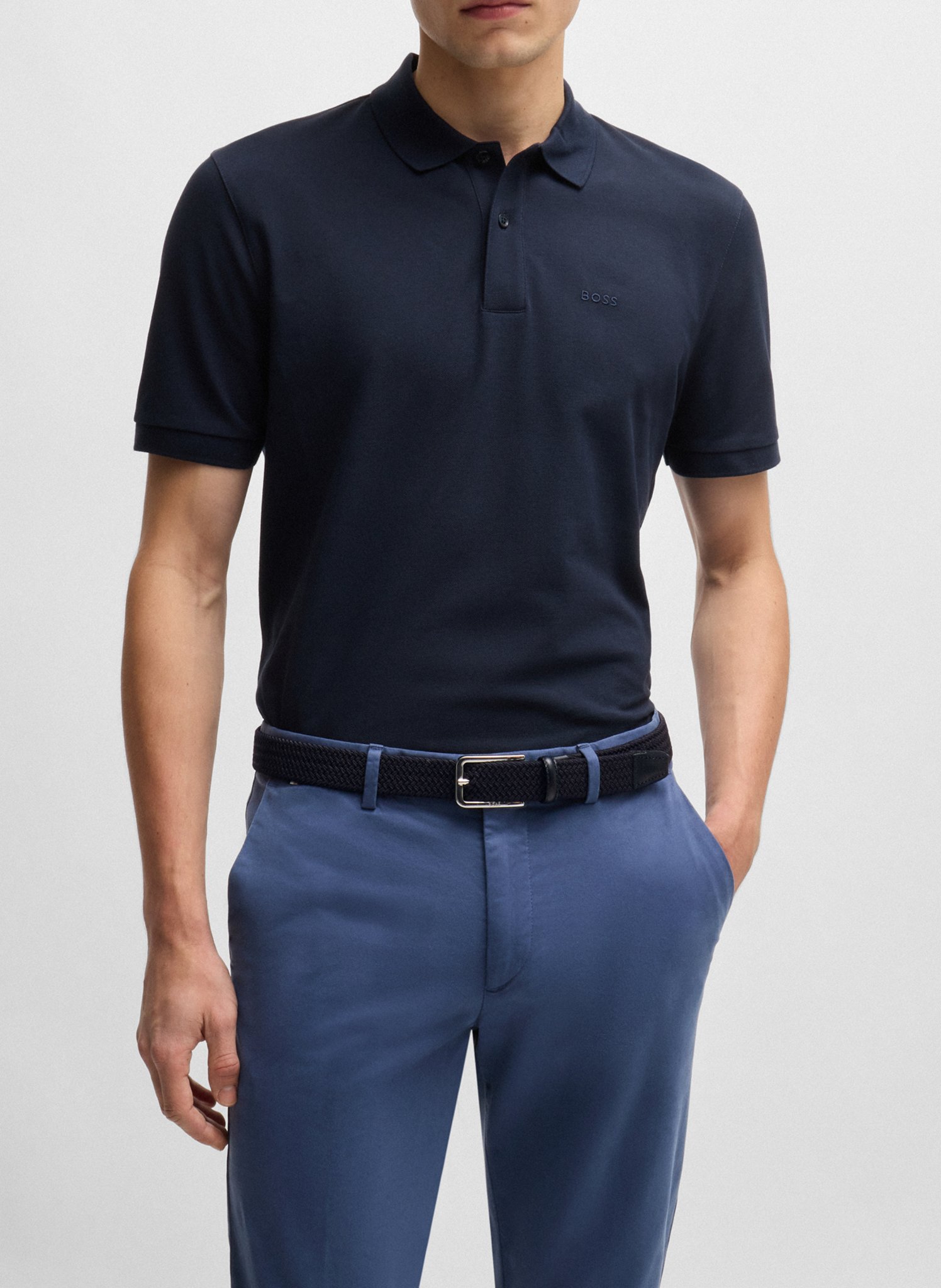 Ceinture tissée avec garnitures en cuir BOSS Bleu