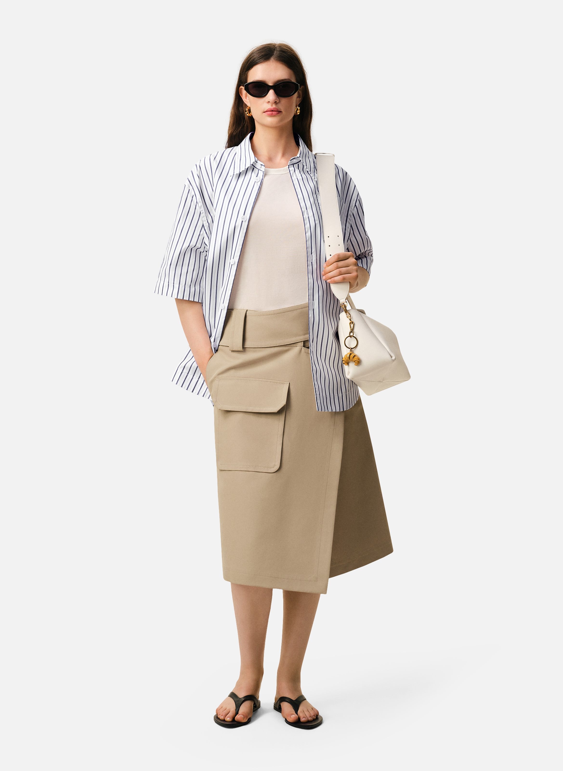 Chemise rayée manches longues ami de coeur unisexe en coton AMI PARIS Blanc