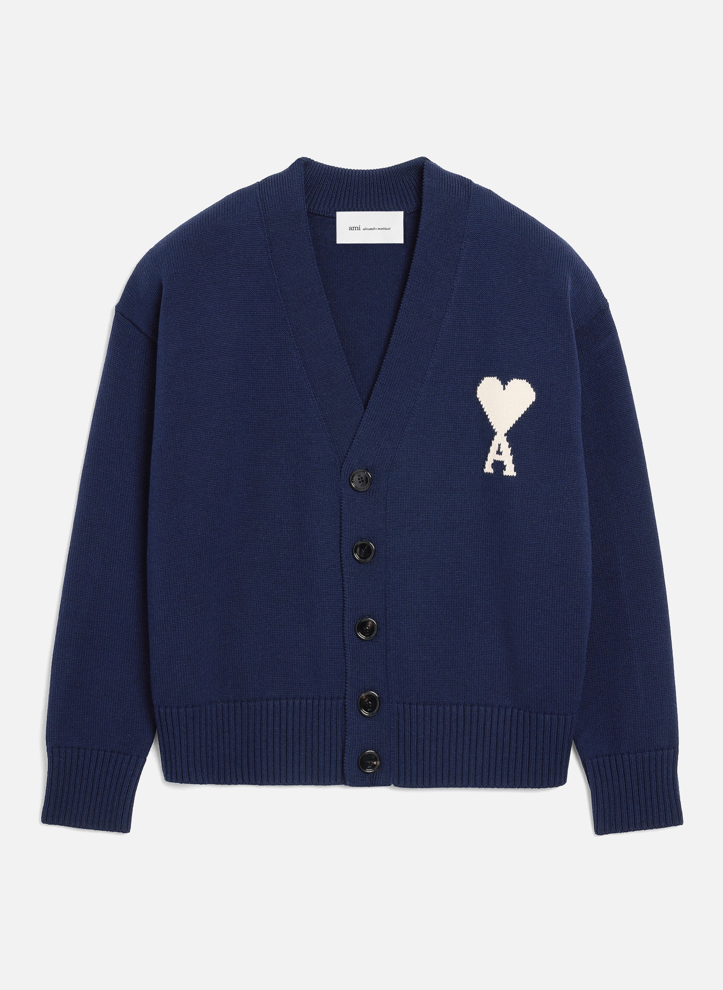 Cardigan ami de coeur en laine unisexe AMI PARIS Bleu