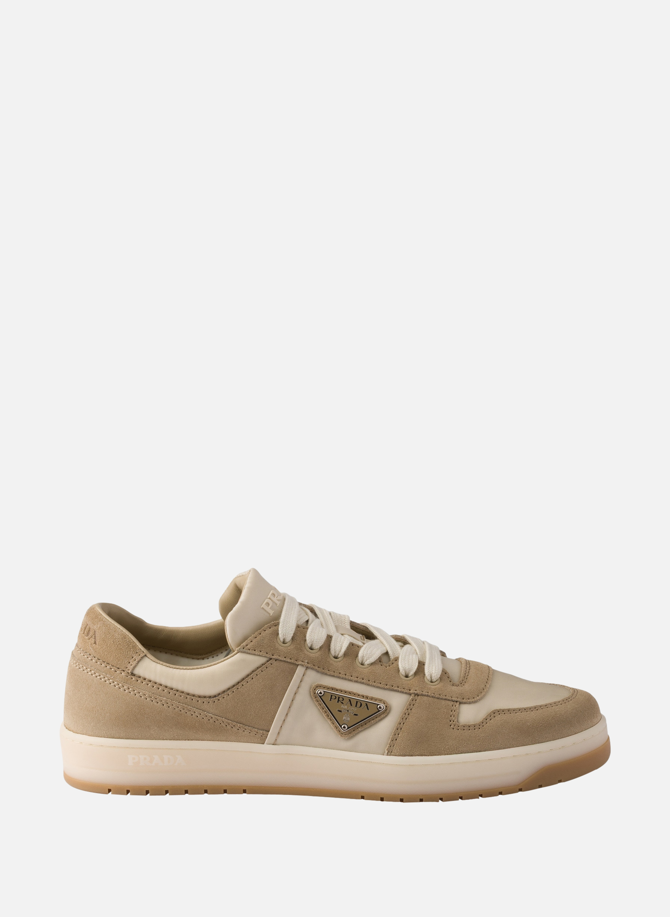Sneakers downtown en re-nylon et veau velours PRADA Beige
