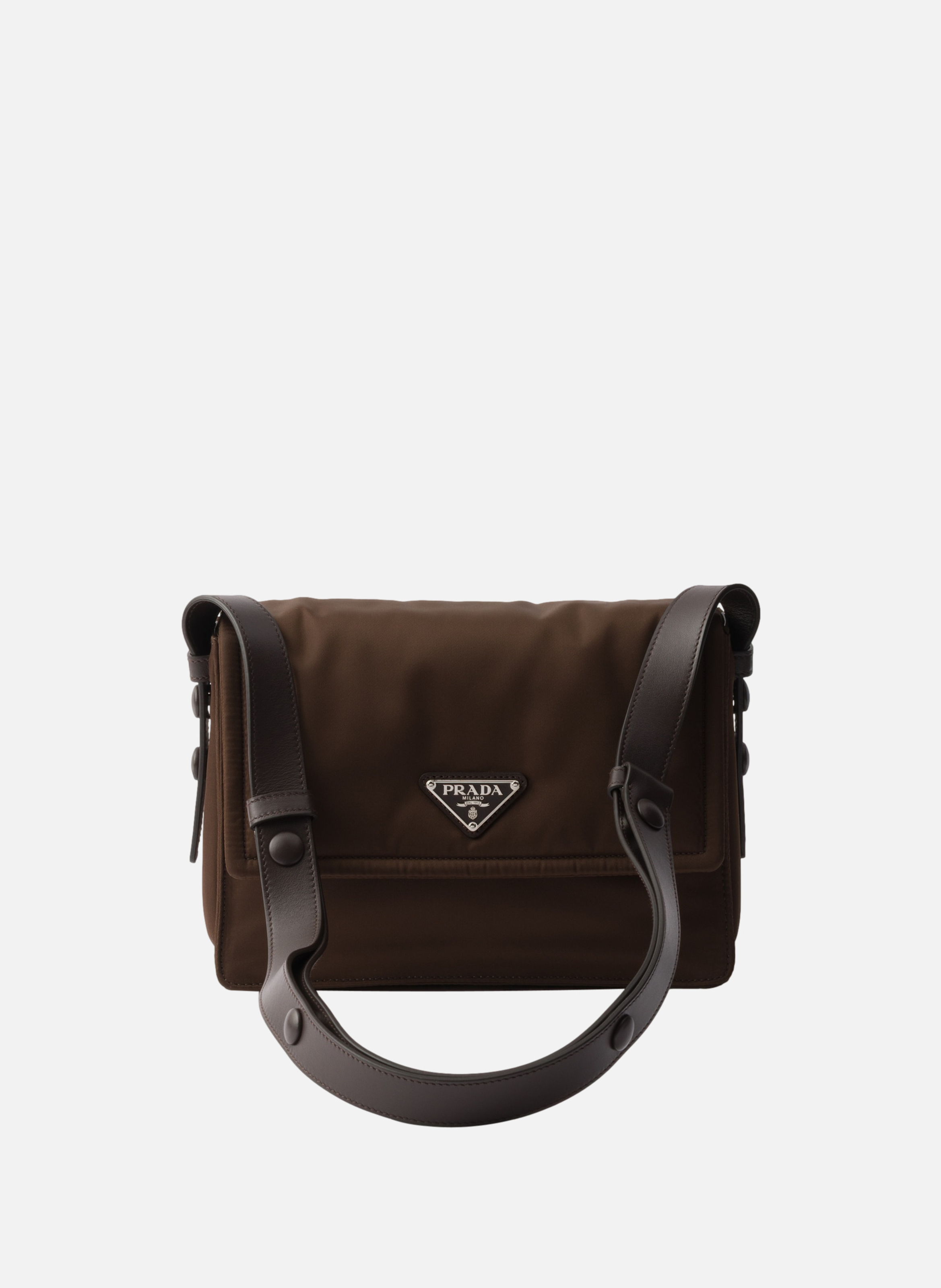 Petit sac porté épaule prada traveller en re-nylon PRADA Marron