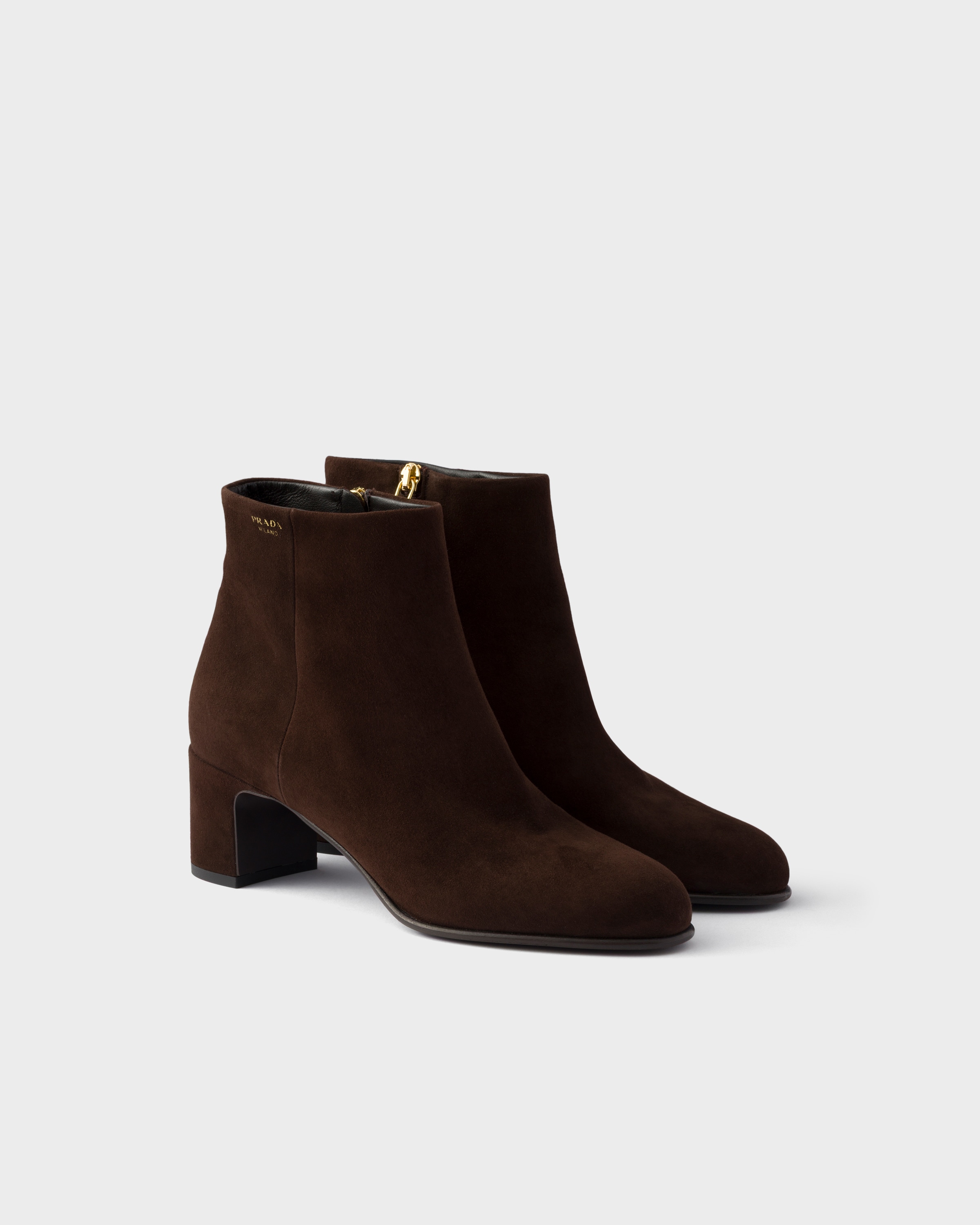 Bottines en veau velours PRADA Marron