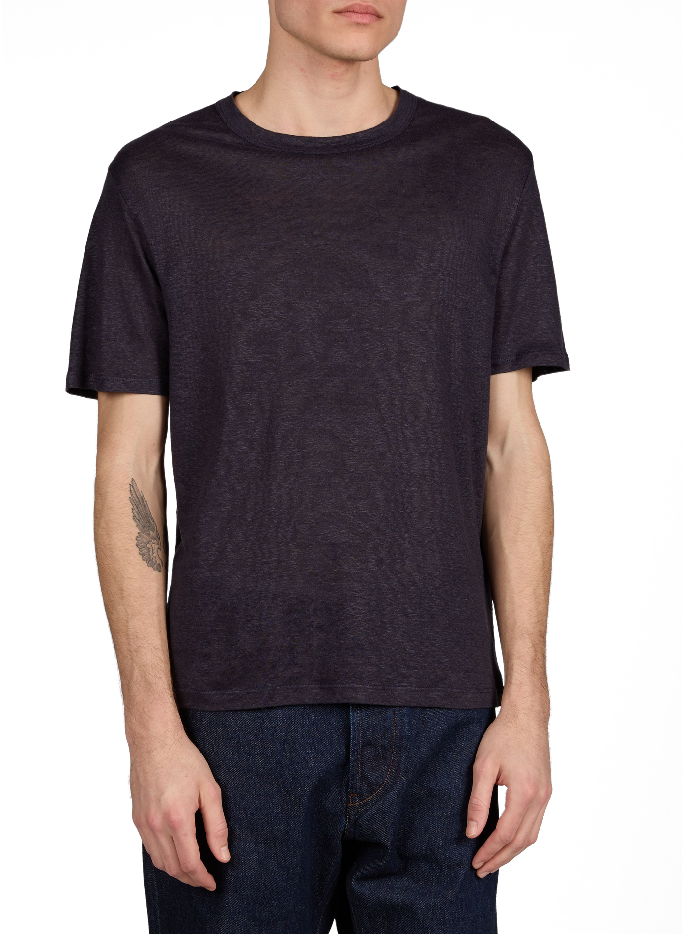 T-shirt uni à col rond en lin OFFICINE GENERALE No Color