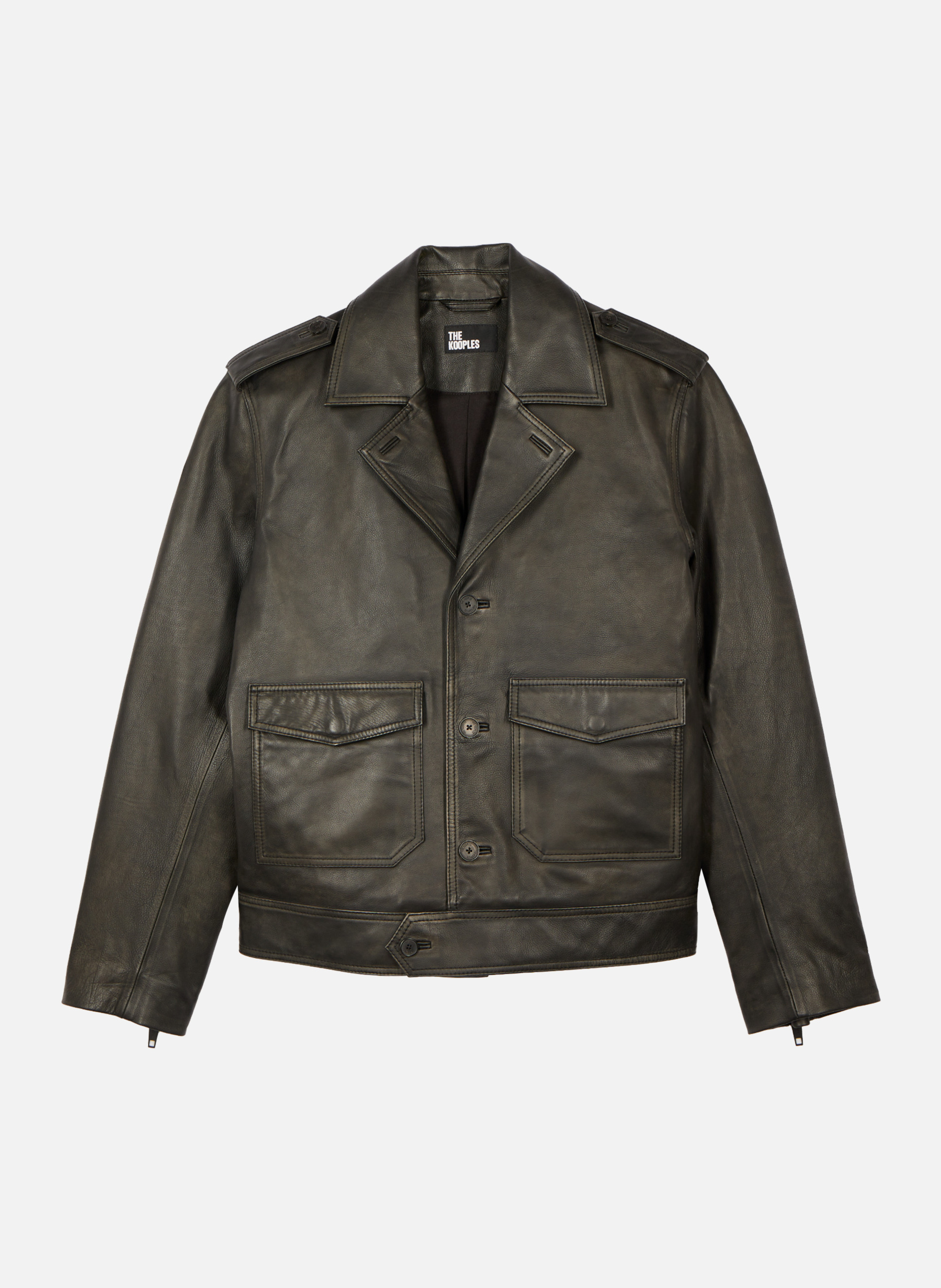 Blouson boutonné en cuir THE KOOPLES Noir