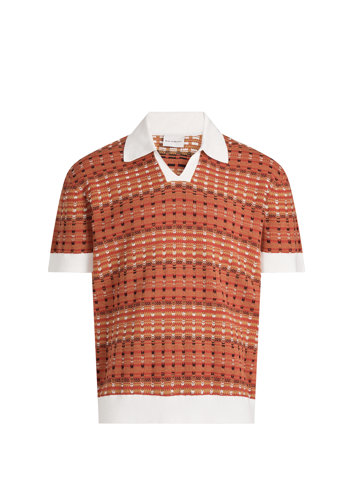 Short-sleeved patterned cotton polo DROLE DE MONSIEUR Red