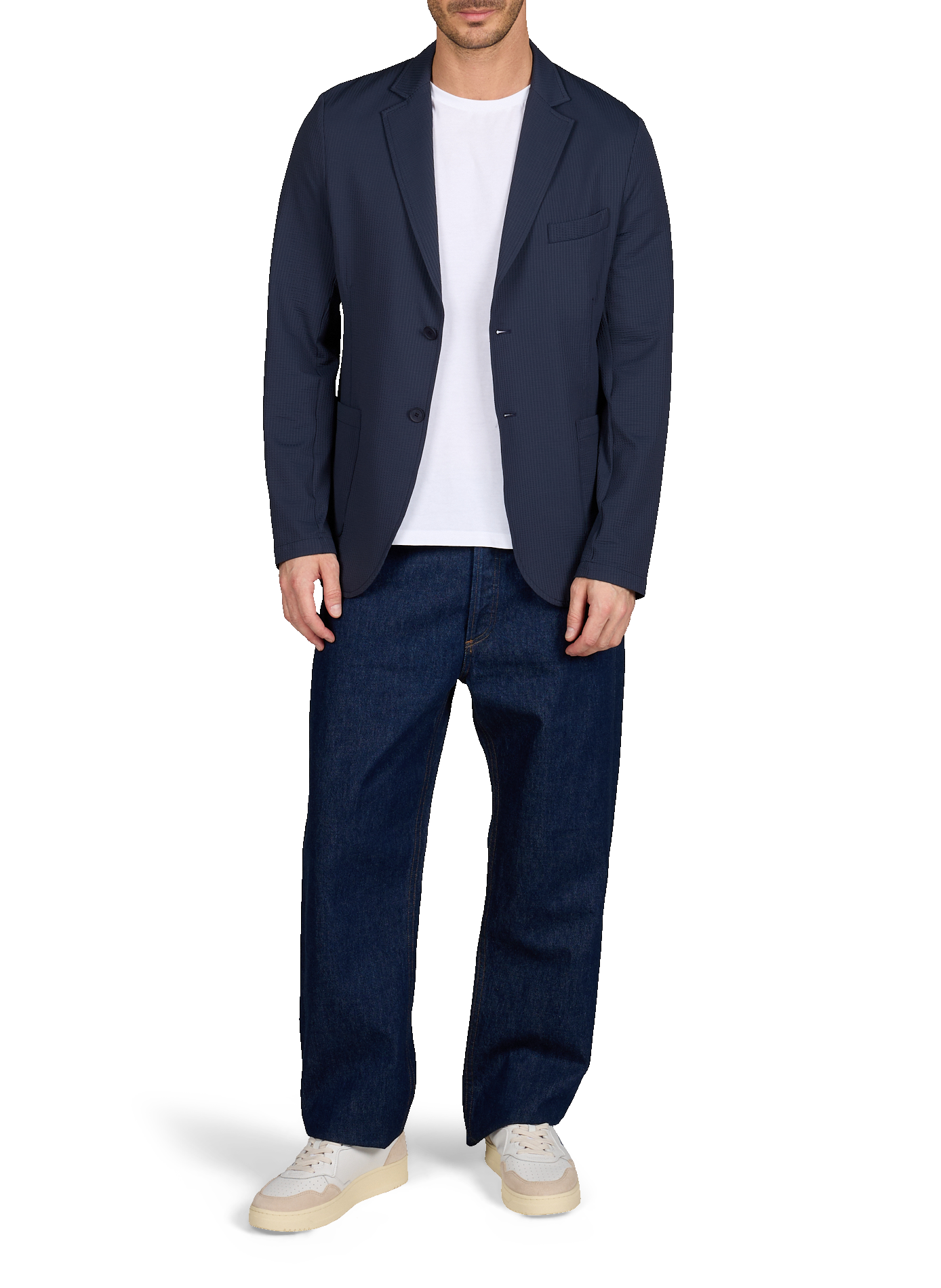 Solid textured knit blazer 1789 CALA Blue