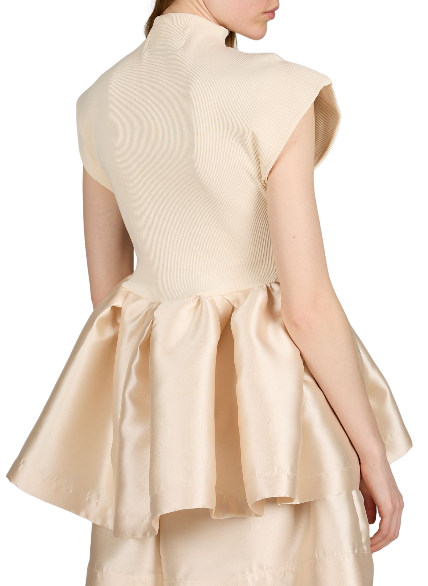 Top volanté à col montant en coton mélangé MARQUES ALMEIDA Beige