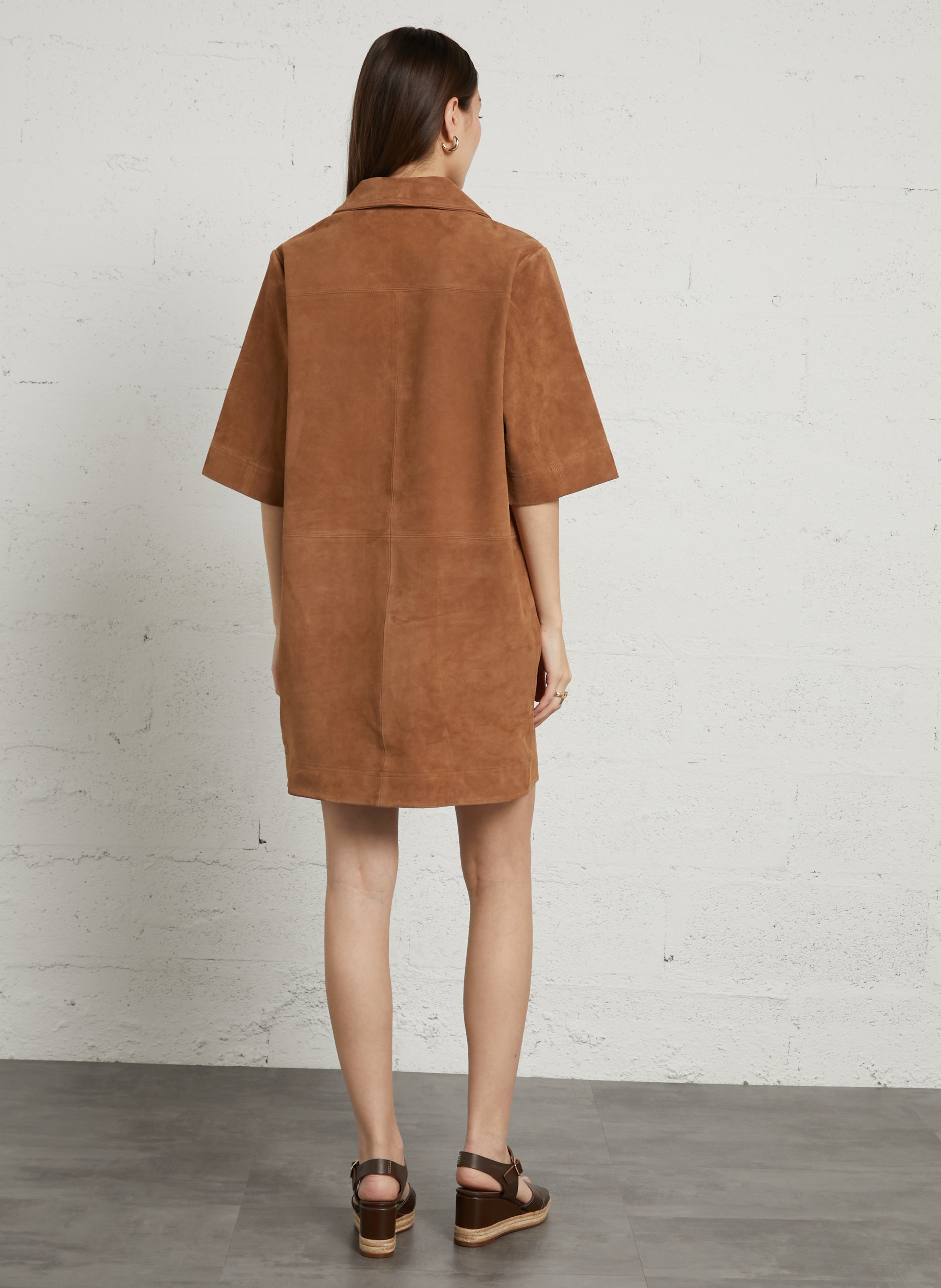 Robe courte en cuir brise MAISON 123 Beige