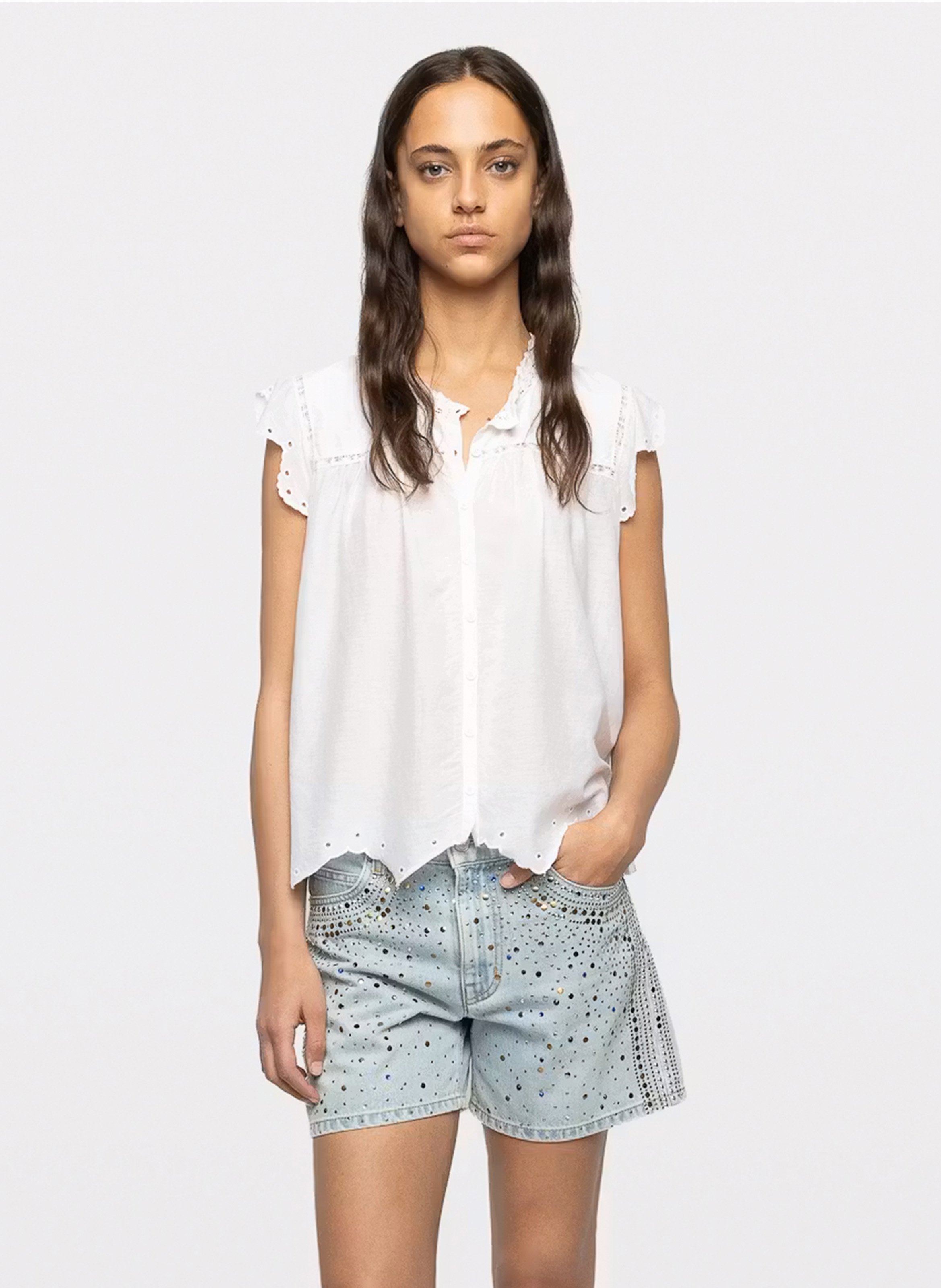 Top col rond en coton tika ZADIG&VOLTAIRE Blanc