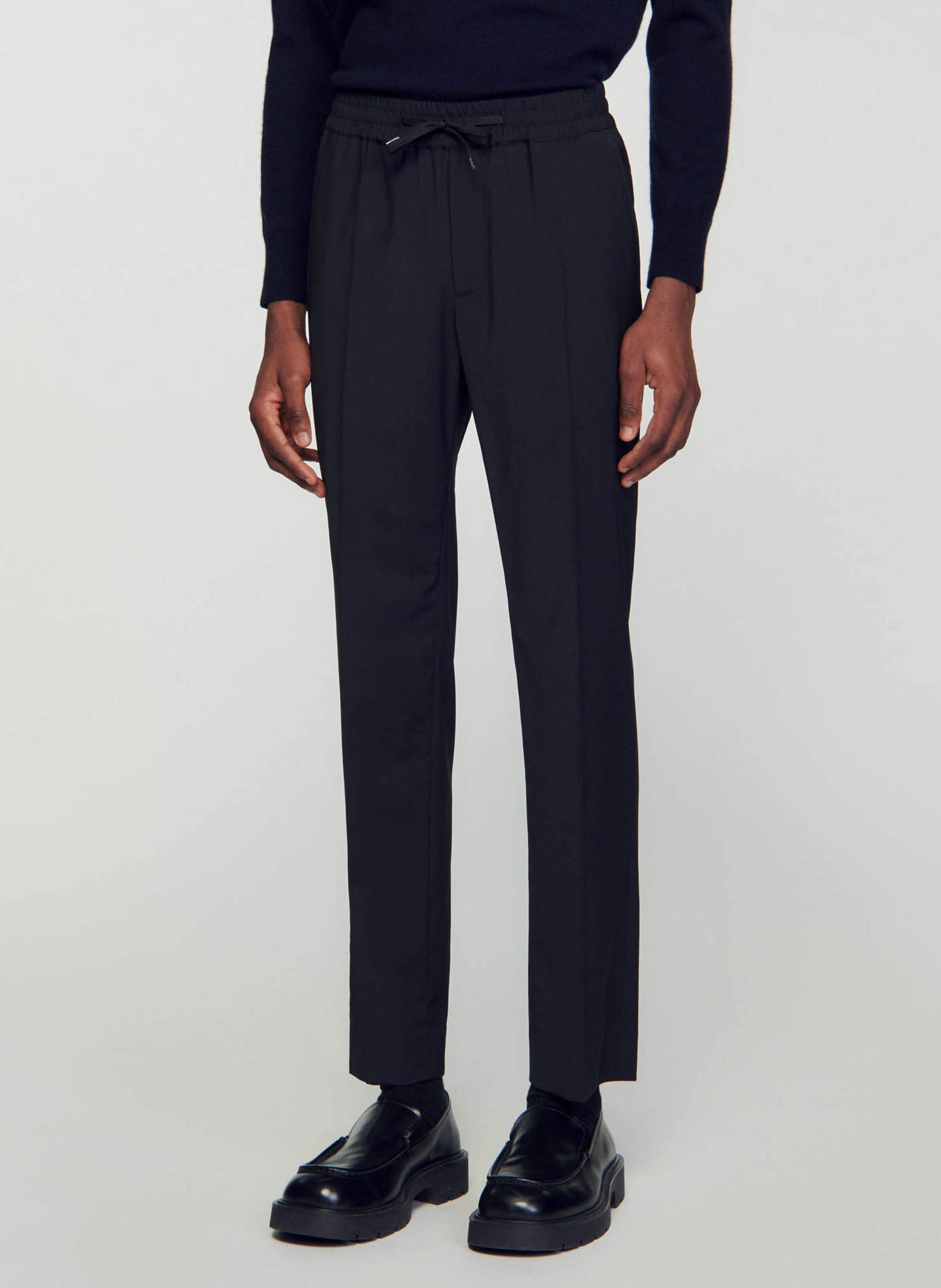 Pantalon droit élastiqué SANDRO Noir