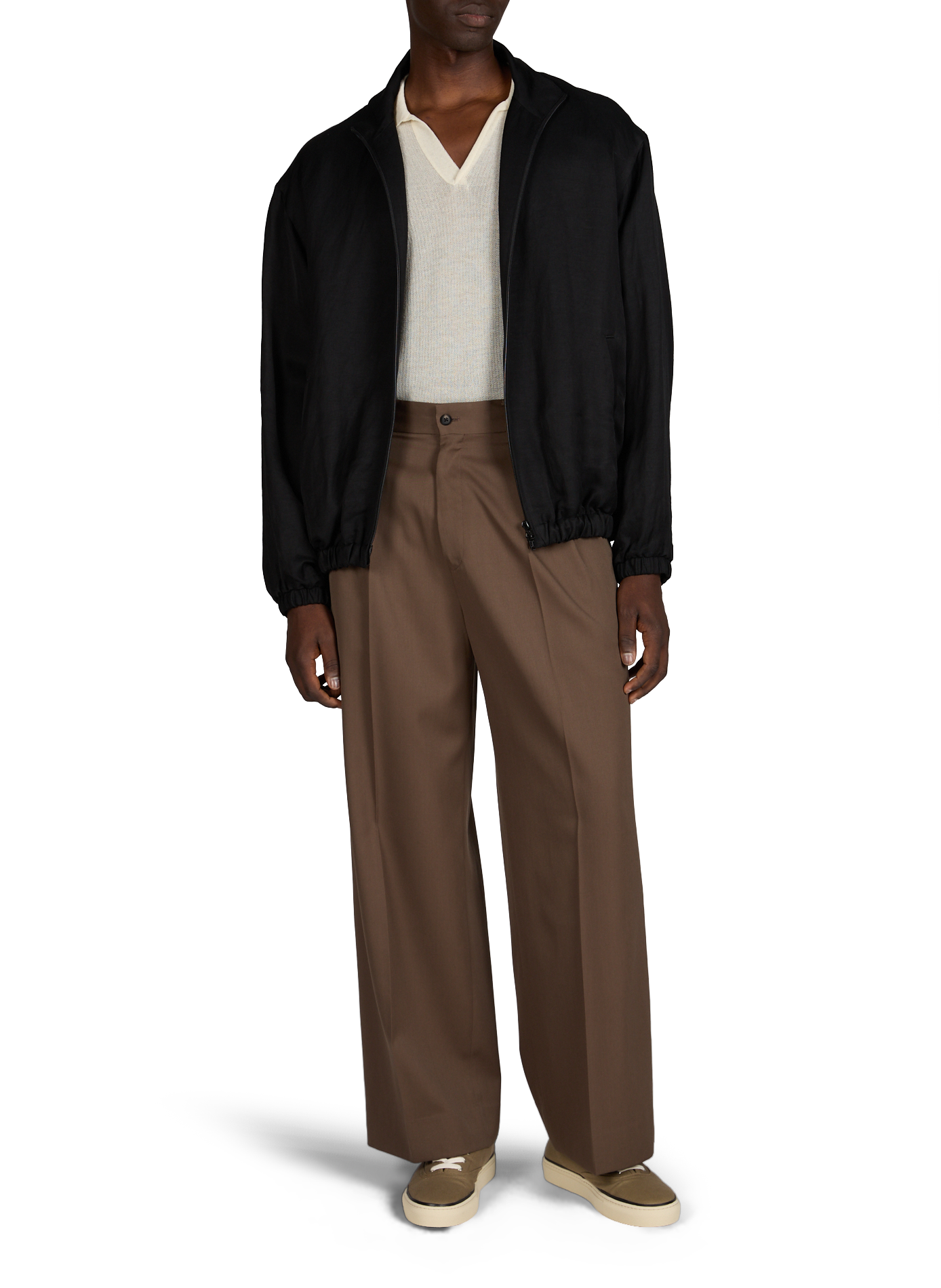 Jacket with high collar in blended linen SSSTEIN Black