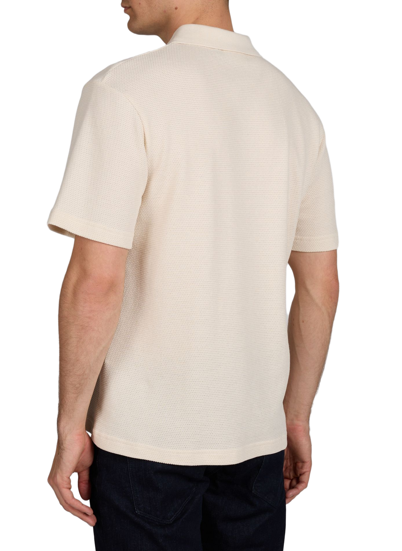 Short-sleeved textured cotton piqué polo FAGUO Beige